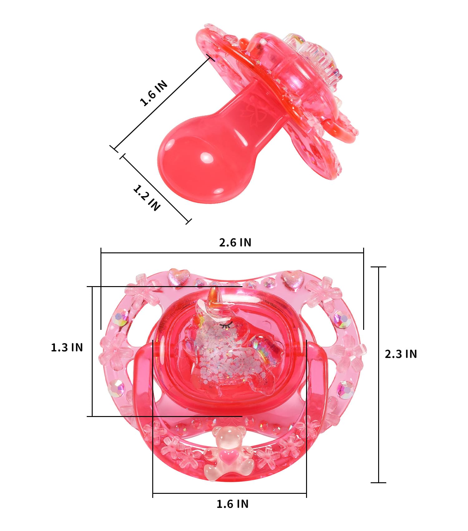 CutiePlusU Adult-Size Crystal Pacifier Dummy for Adults DIY Handmade Cute Decorative Shield - Pink Crystal Unicorn - Image 4