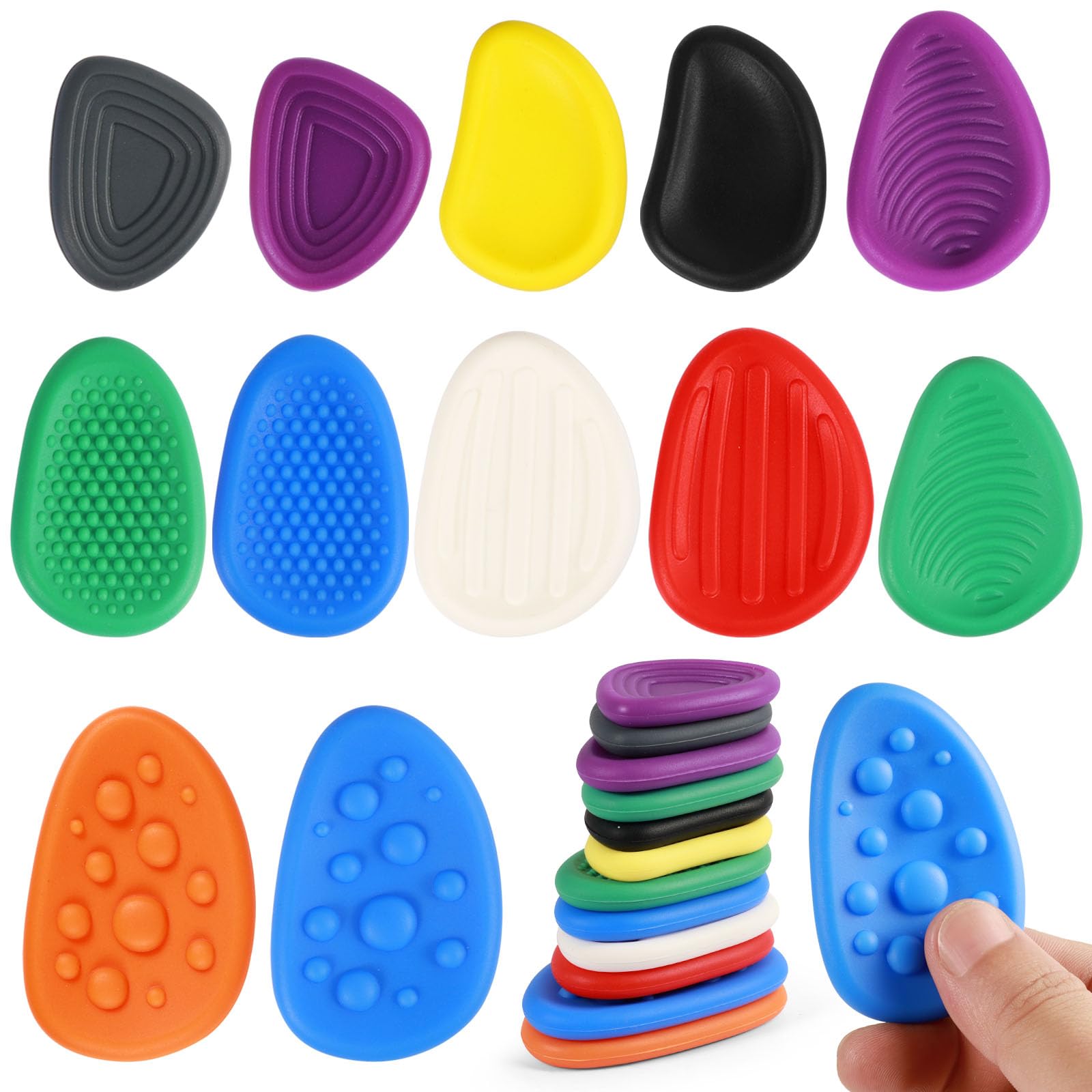 GTNCE 12 Pcs Sensory Stone, Sensory Fidget Toys, Textured Worry Stones for Kids & Adults