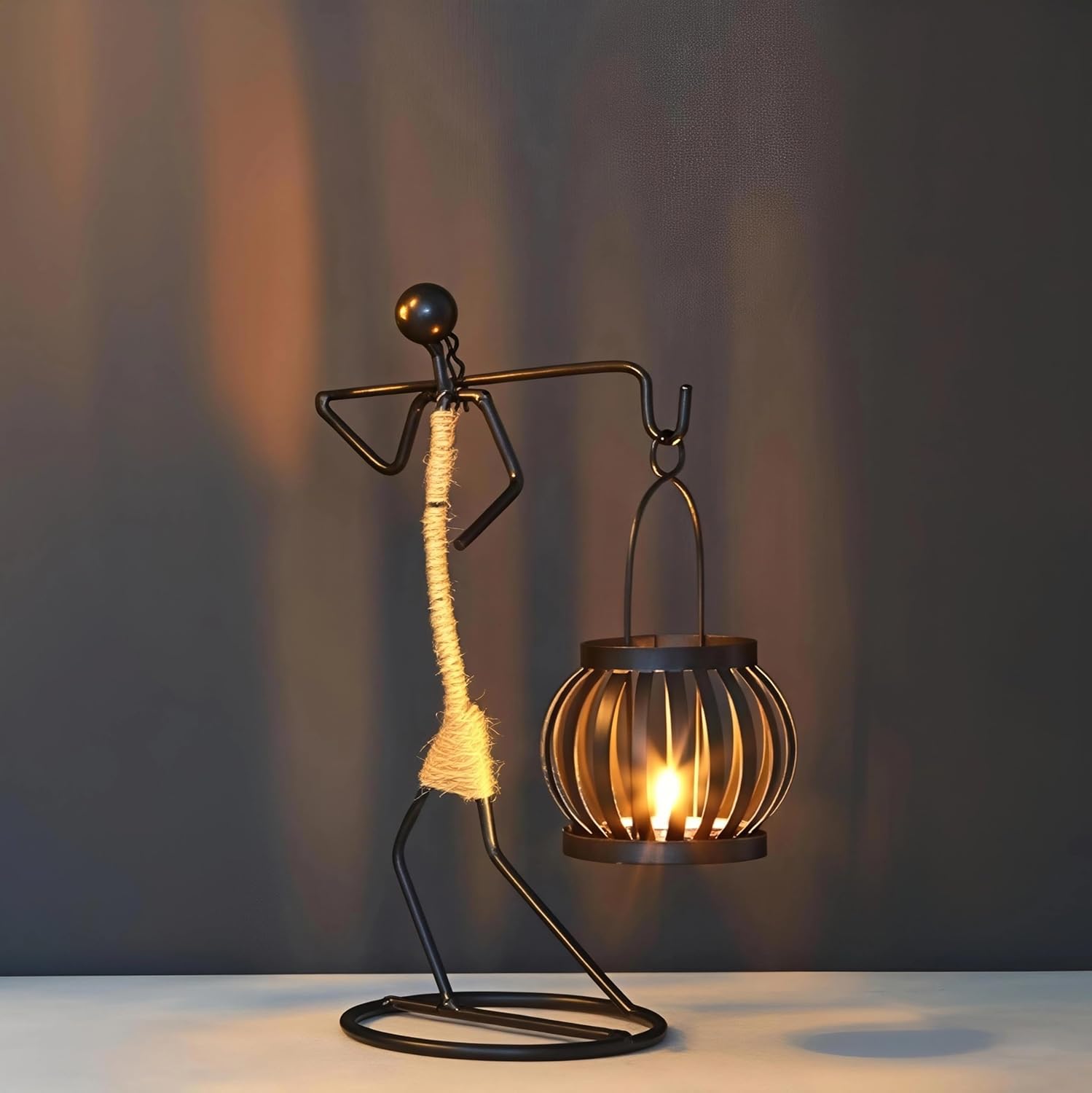 Candle Holder Decor for Centerpieces, Tea Light Candle Holder for Home, Bar, Restaurant, Hotel Dinning Table Decor, Handmade Iron Craft (Style D)
