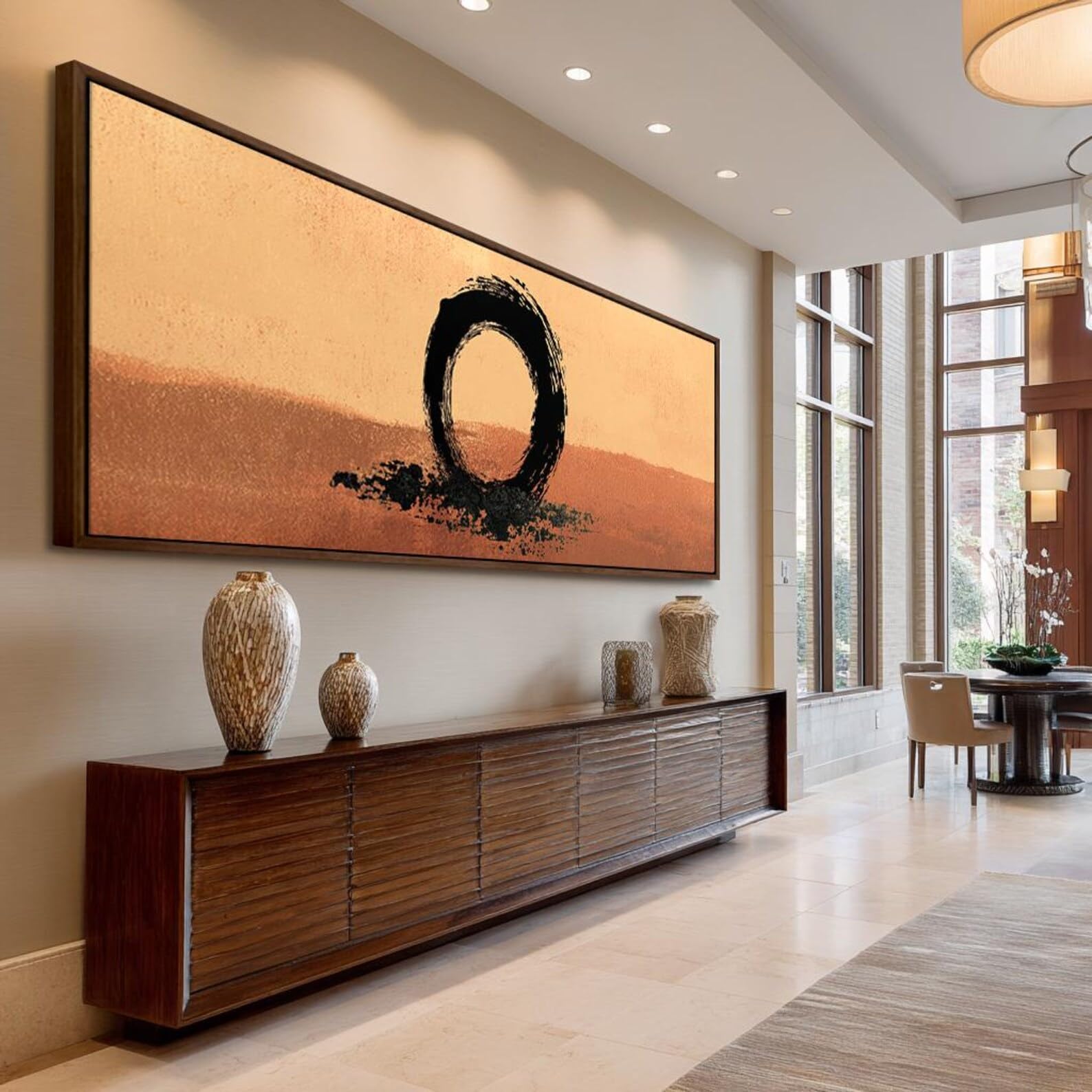 XBTYKPB Long Large Horizontal Canvas Wall Art, Narrow Japandi Canvas Painting, Modern Abstract Room Decor, Landscape Painting(45x135cm/Frameless)