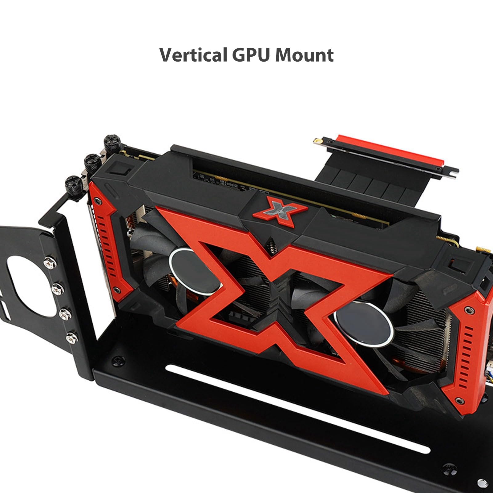 Alomejor Adjustable Vertical GPU Holder for ATX Cases (26*8.2*12.8 cm) | Protegge schede grafiche da 2-3 slot, robusta struttura in ferro, include illuminazione ARGB