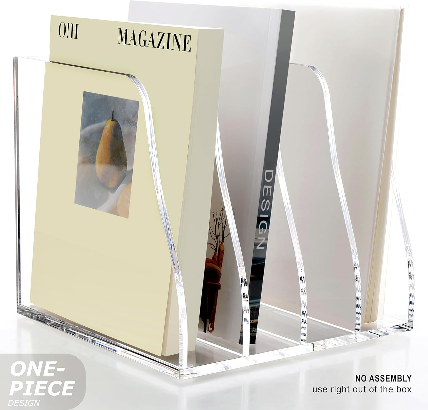 SANRUI Acrylic Desk Magazine File Organizer, 4 Vertical Compartments Clear Document Sorter Organizer Holder Workspace Sorters, Folder Rack for Office Accessories Organization Storage, B5 Size