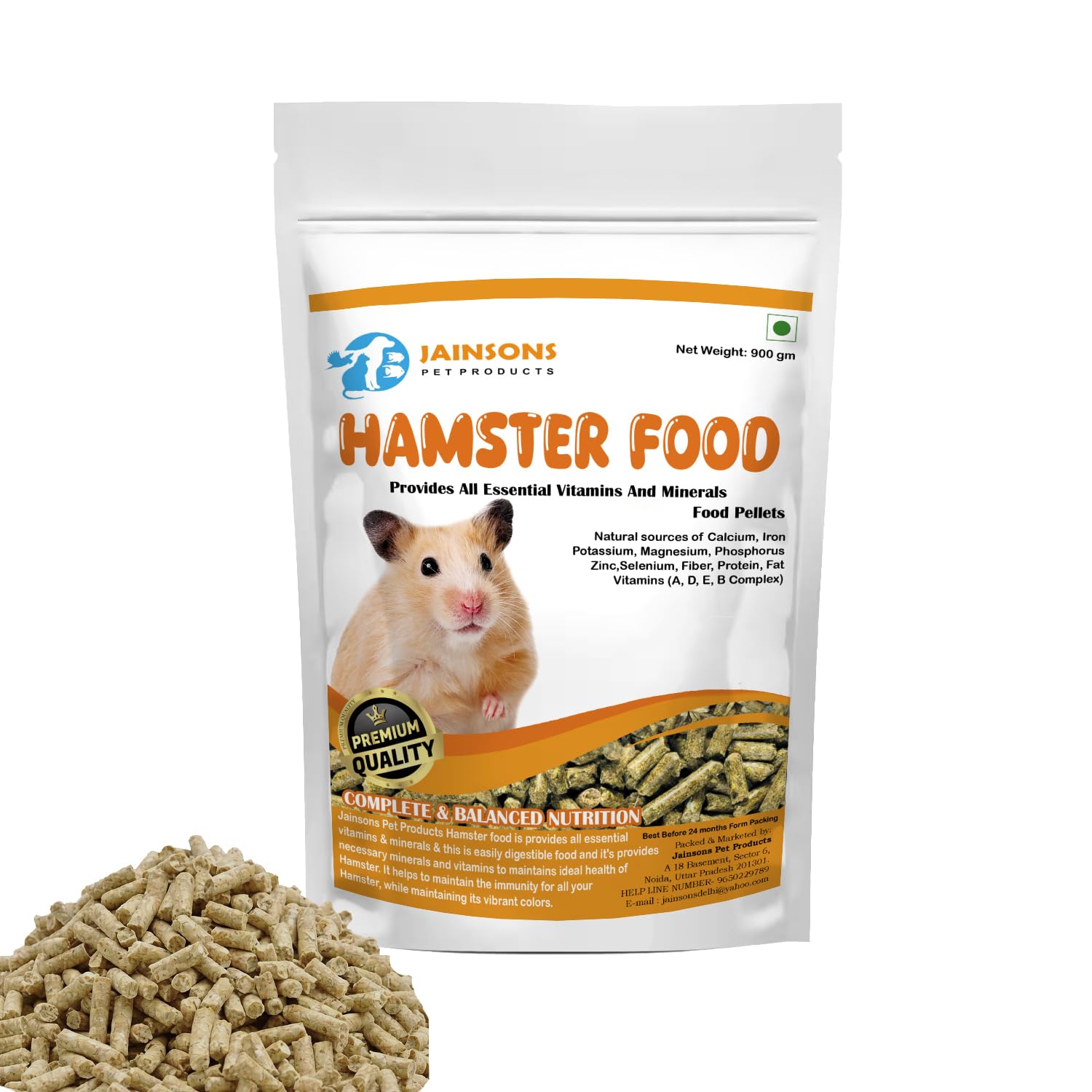 Hamster Food | 900g Balanced Pellet Mix | Essential Nutrition for Healthy Growth & Active Lifestyle | Suitable for All Life Stages