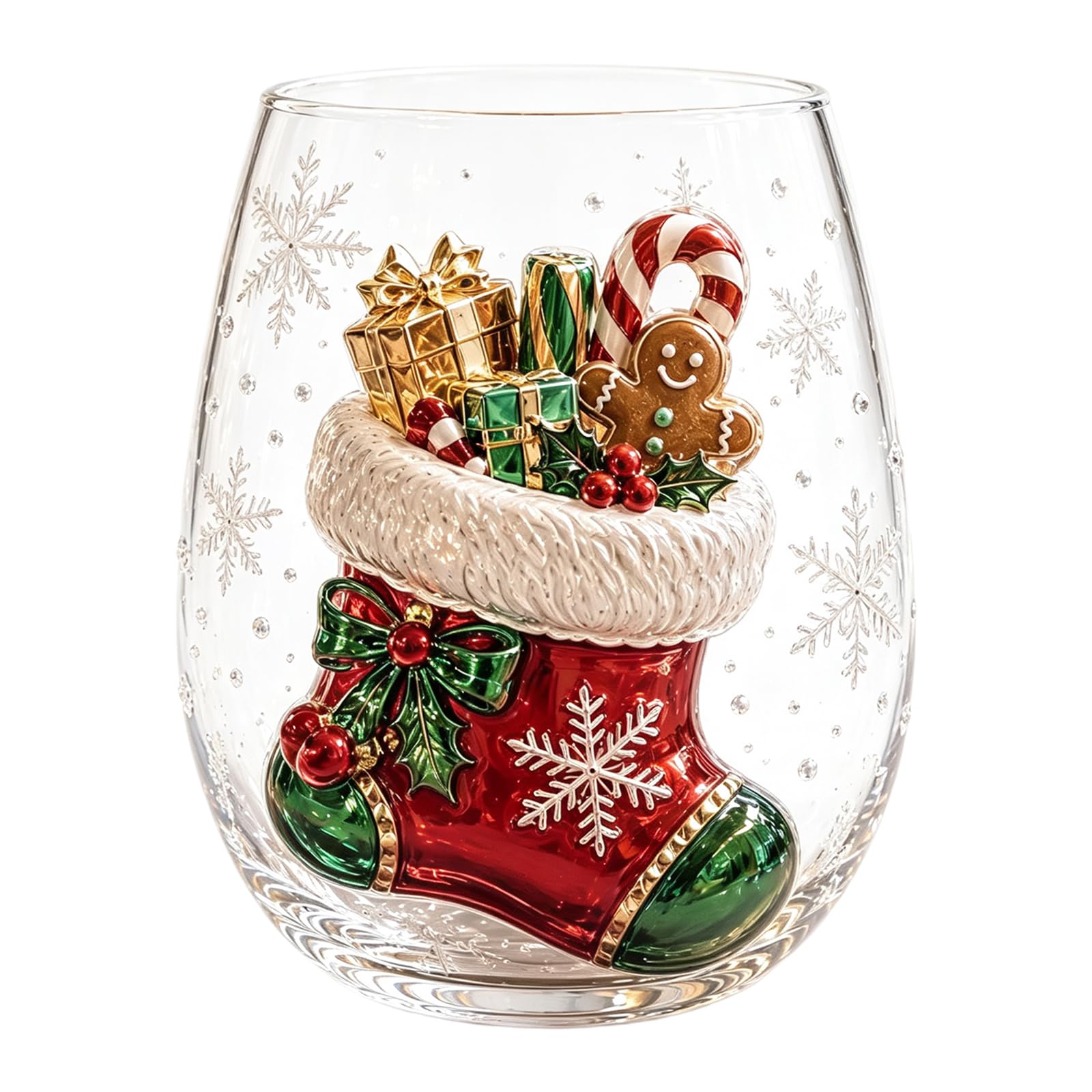 3D Christmas Glass Art Cup | 350ML Christmas Drinking Glasses Drinkware Cup