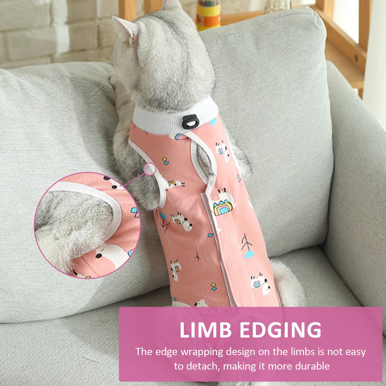 XdealCozyxc 2 Pack Cat Surgery Recovery Suit, Breathable Cat Suit Post Surgery Female, Pet Surgical Shirt Cat Clothing Pajama (M) - Image 2