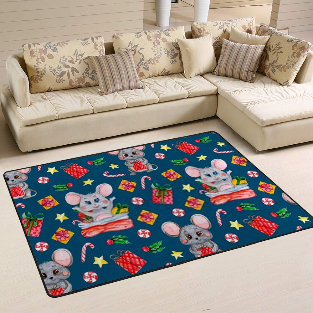 Tapis souris de Noël grand tapis de salon aquarelle maison douce