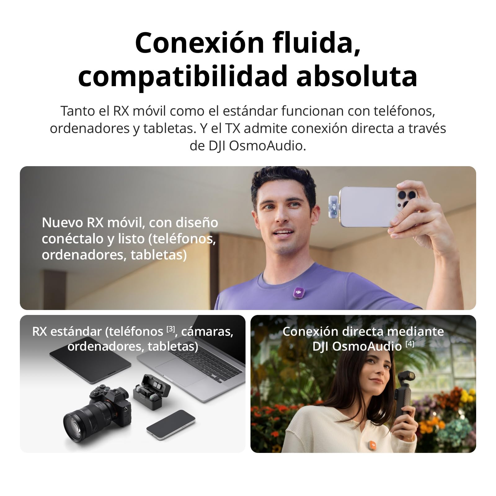 dji Mic Mini 2 (2TX + 1RX estándar + Estuche de Carga), micrófono inalámbrico para móvil iPhone y Android/cámara/Tableta/PC, batería 48h, transmisión hasta 400m, Cubierta magnética Multicolor