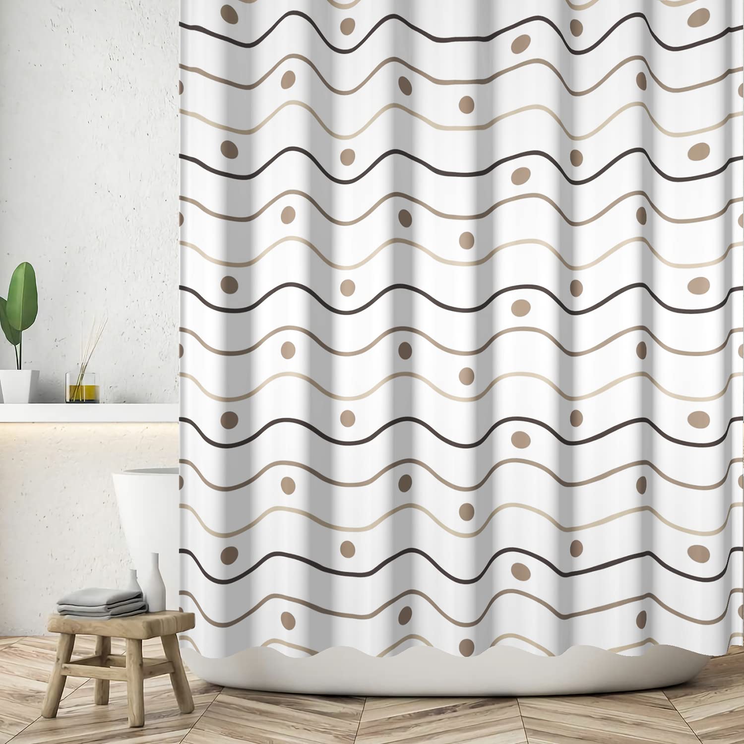 Yeele Black and White Shower Curtain, Modern Black Striped Farmhouse