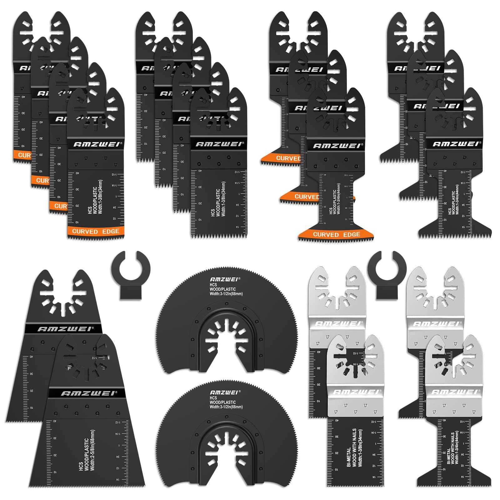 24PCS Metal Wood Oscillating Multitool Quick Release Saw Blades Compatible with Fein Multimaster Porter Cable Bosch Craftsman Ridgid Ryobi