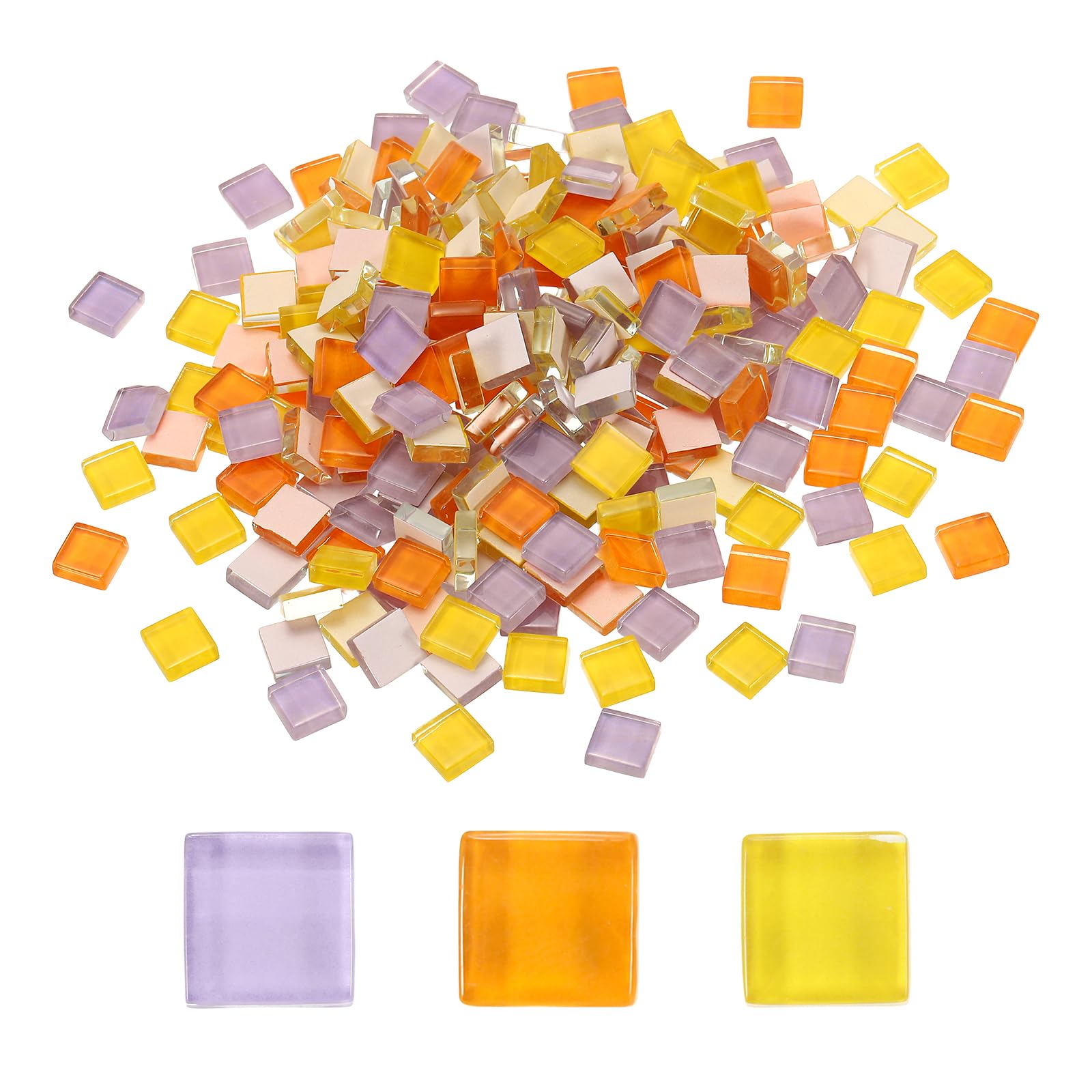 sourcing map 300Pcs Glass Mosaic Tiles, 300g Square Crystal Mosaic Glass Crafts Supplies Ceramic Tiles for Crafts Bulk Picture Frames Flowerpots Home Art Decor (10 x 10mm, Pastel)