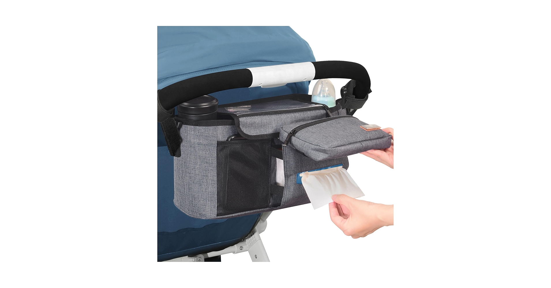 Upgraded Capacity Pram Organiser Buggy Organiser Bag Universal Baby