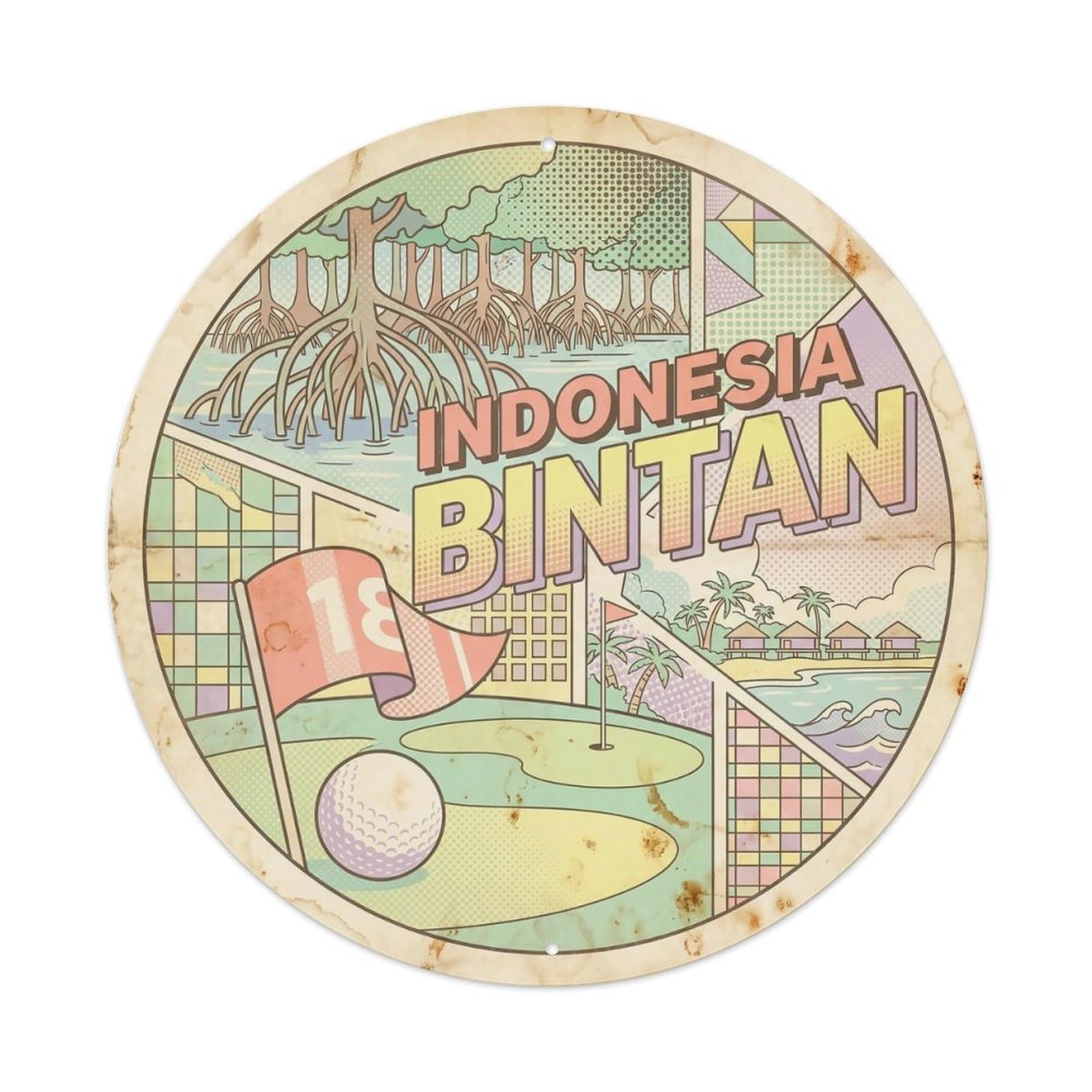 Odgynaw 8X8inch(20X20cm) Indonesia Bintan Island Beach Destination Tropical Metal Tin Sign
