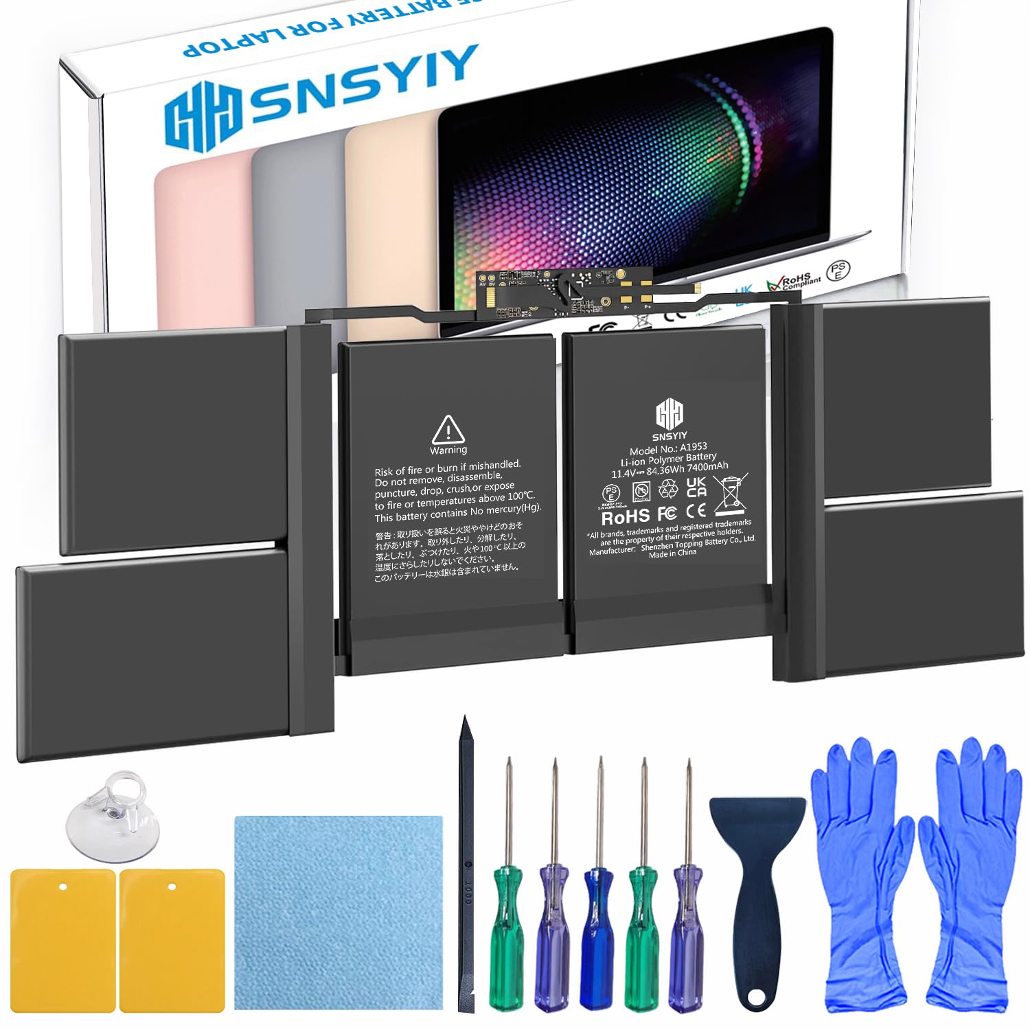 SNSYIY A1953 Battery for MacBook Pro 15 Inch A1990 (Mid 2018 2019) EMC 3215 3359