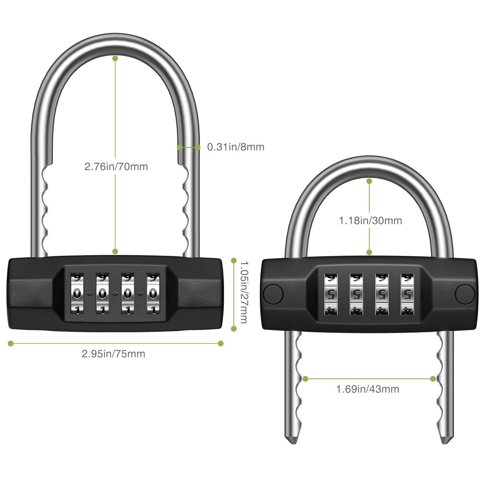 KeeKit 5-Digit Combination Padlock – 4.65 Inch Long Shackle, Resettable, Waterproof For Lockers, Gates, And Toolboxes (Black)