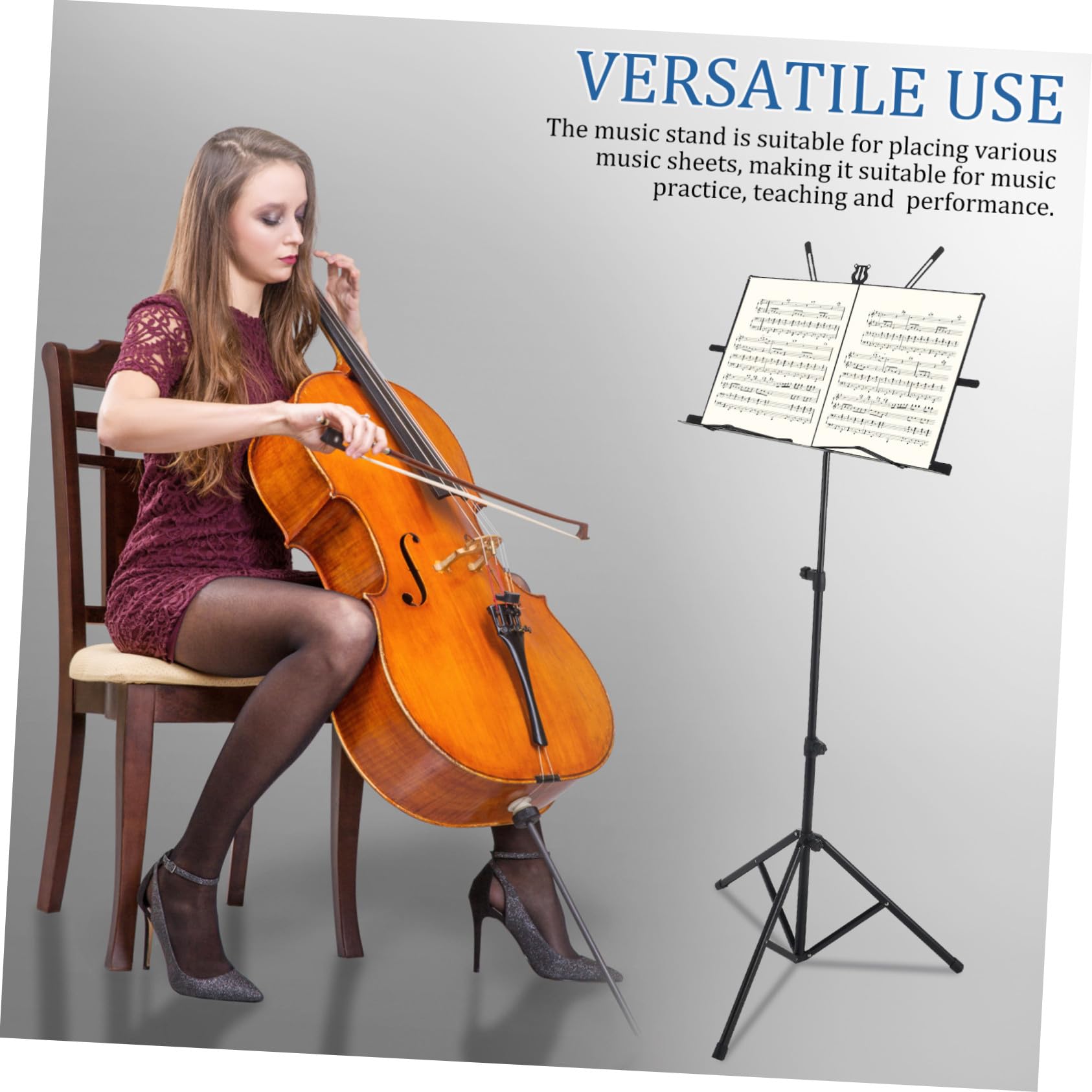 HANABASS Leggio Spartiti Pieghevole Regolabile Base Stabile Supporto Portatile per Spartiti e Libri Musicali Salvaspazio e Robusto per Scuola e Concerti