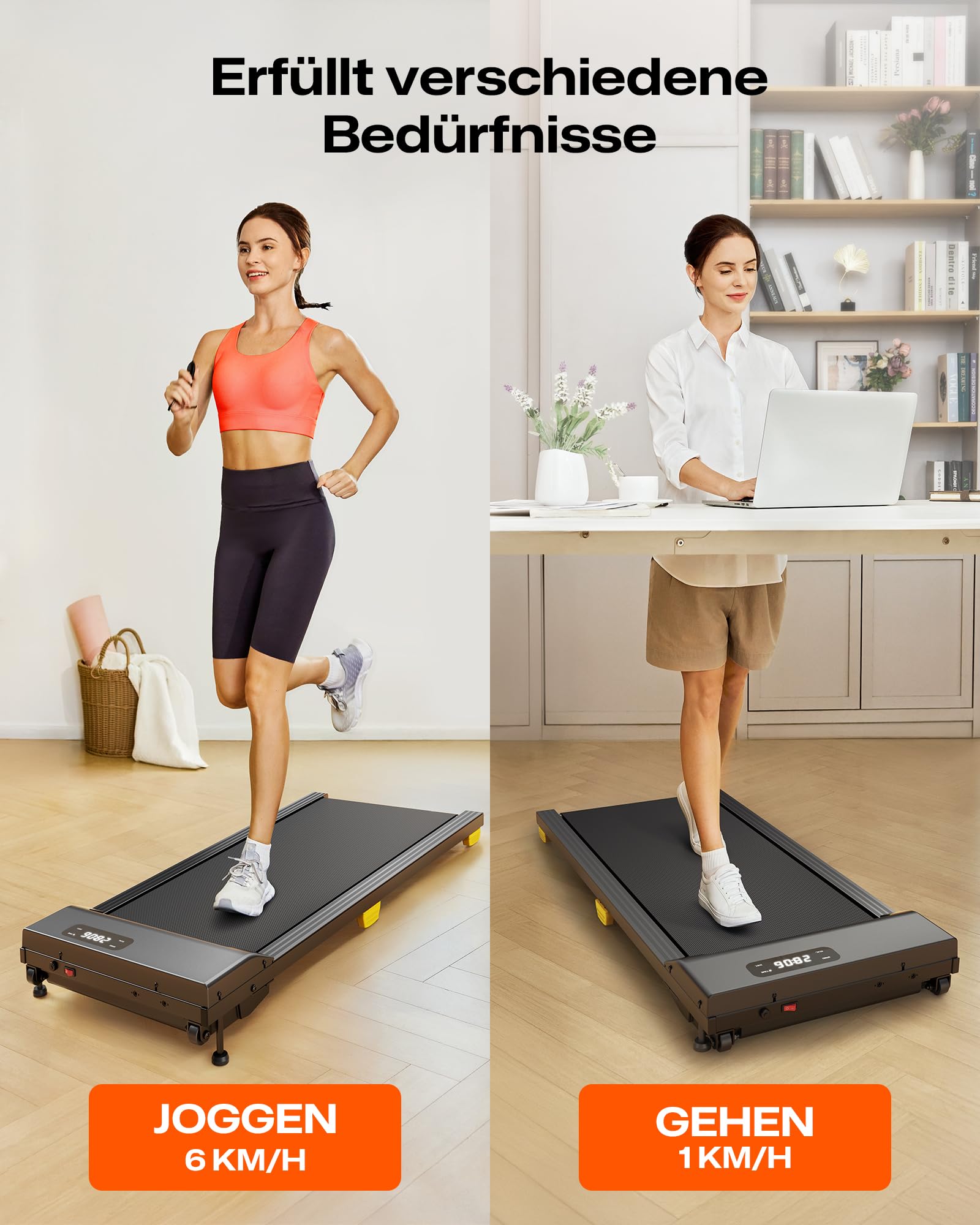 UREVO Walking Pad mit 9% Steigung, leises Laufband Schreibtisch mit Sechs-Punkt-Stoßdämpfung, ‎2,5 Pferdestärken Laufband für Zuhause/Büro, Fernbedienung, Keine Montage Erforderlich
