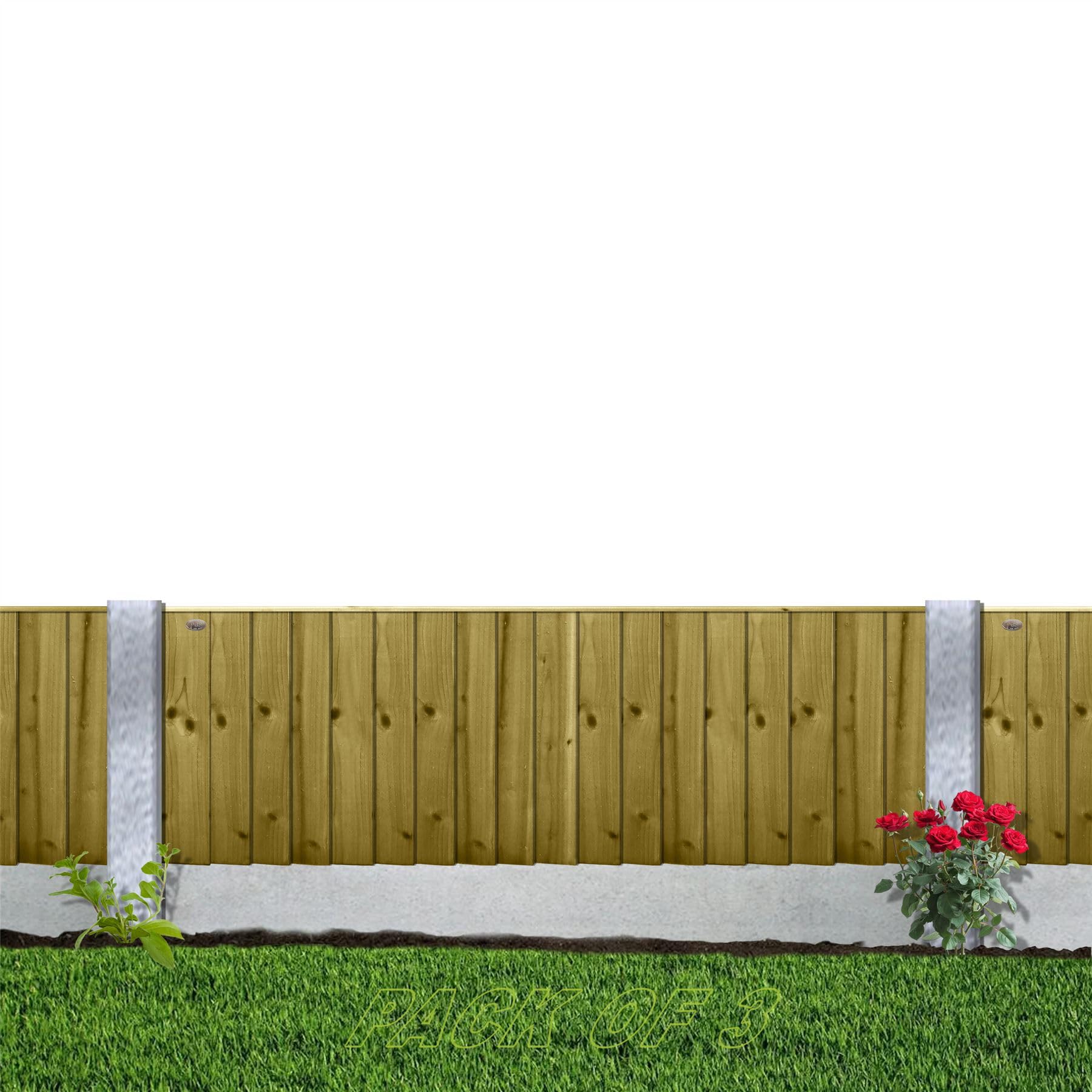 Flat Top Feather Edge Fence Panel, 6ft x 2ft (3 Pack) Semi-Braced Wooden Topper Extension | Heavy Duty Treated Closeboard Fencing, Ideal for Any Garden Perimeter (Wide: 182cm x High: 60cm)