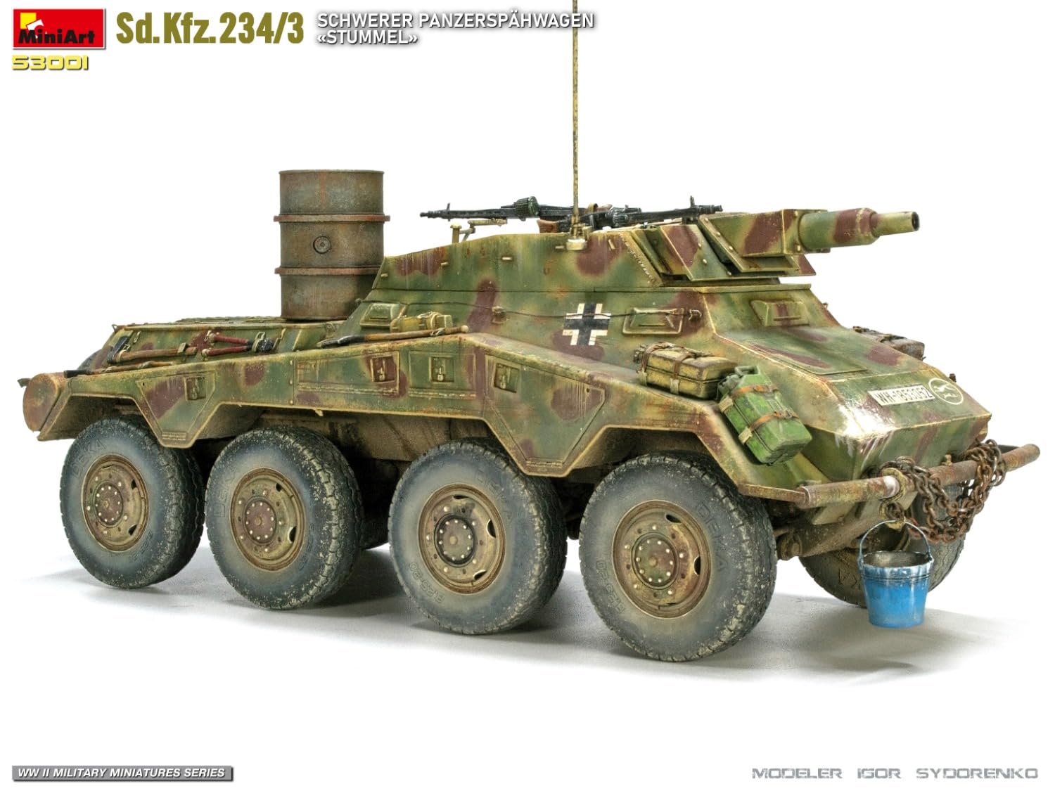 Mini Art 53001 1:35 SD.Kfz.234/3 Schw. Panzer Stummel - wierna reprodukcja, modelarstwo, zestaw z tworzyw sztucznych, rękodzieło, hobby, klejenie, modelarstwo, montaż, niemalowane