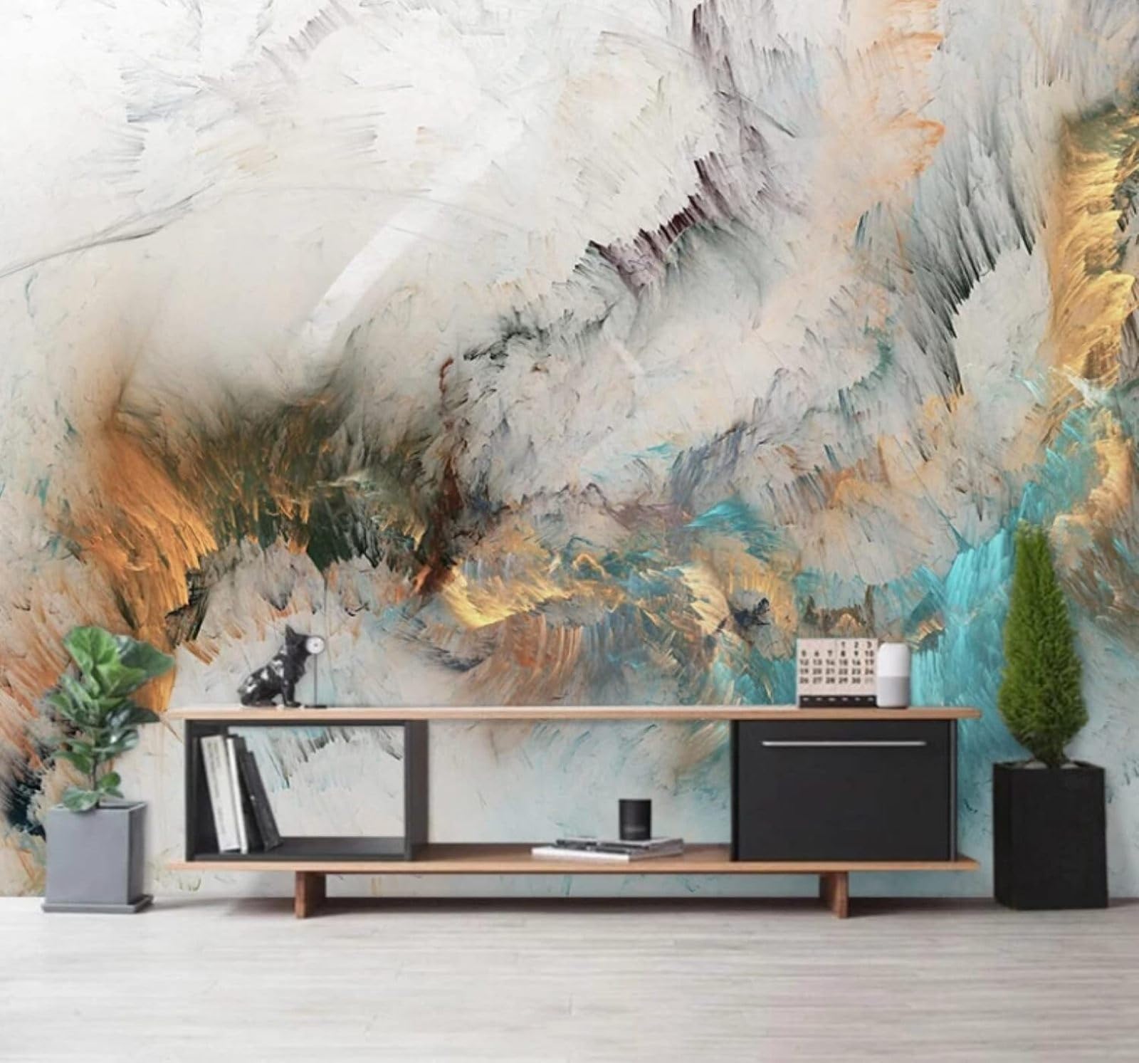 XLMING Abstract Hand Drawn Watercolour Clouds Art 3D Wallpaper Luxury Home Dining Decor Paste Sofa Living Room The Wall for Bedroom Mural-200cm×140cm