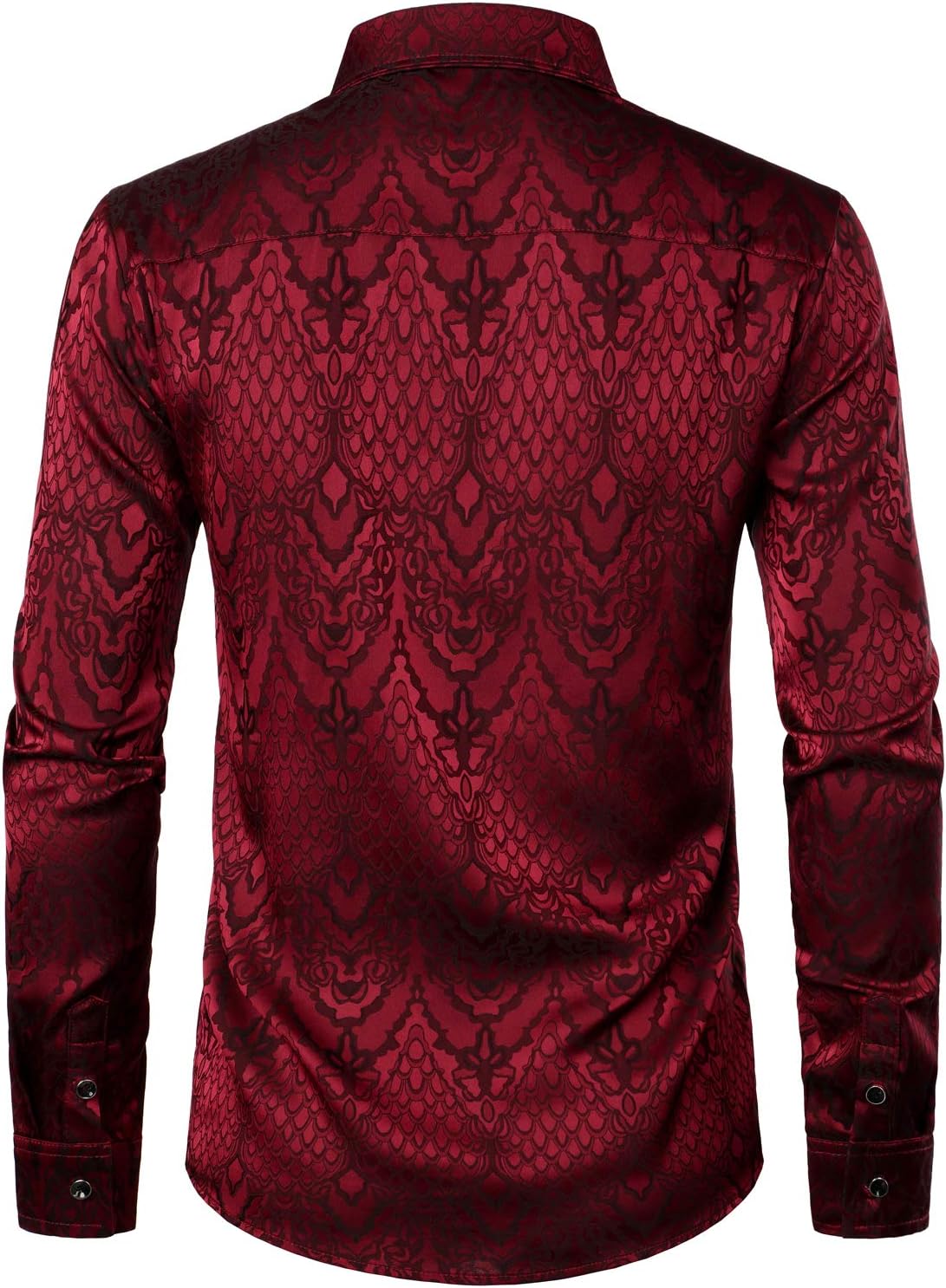 ZEROYAA Men's Hipster Slim Fit Long Sleeve Gothic Jacquard Button Up Dress Shirts for Party Prom - Image 3