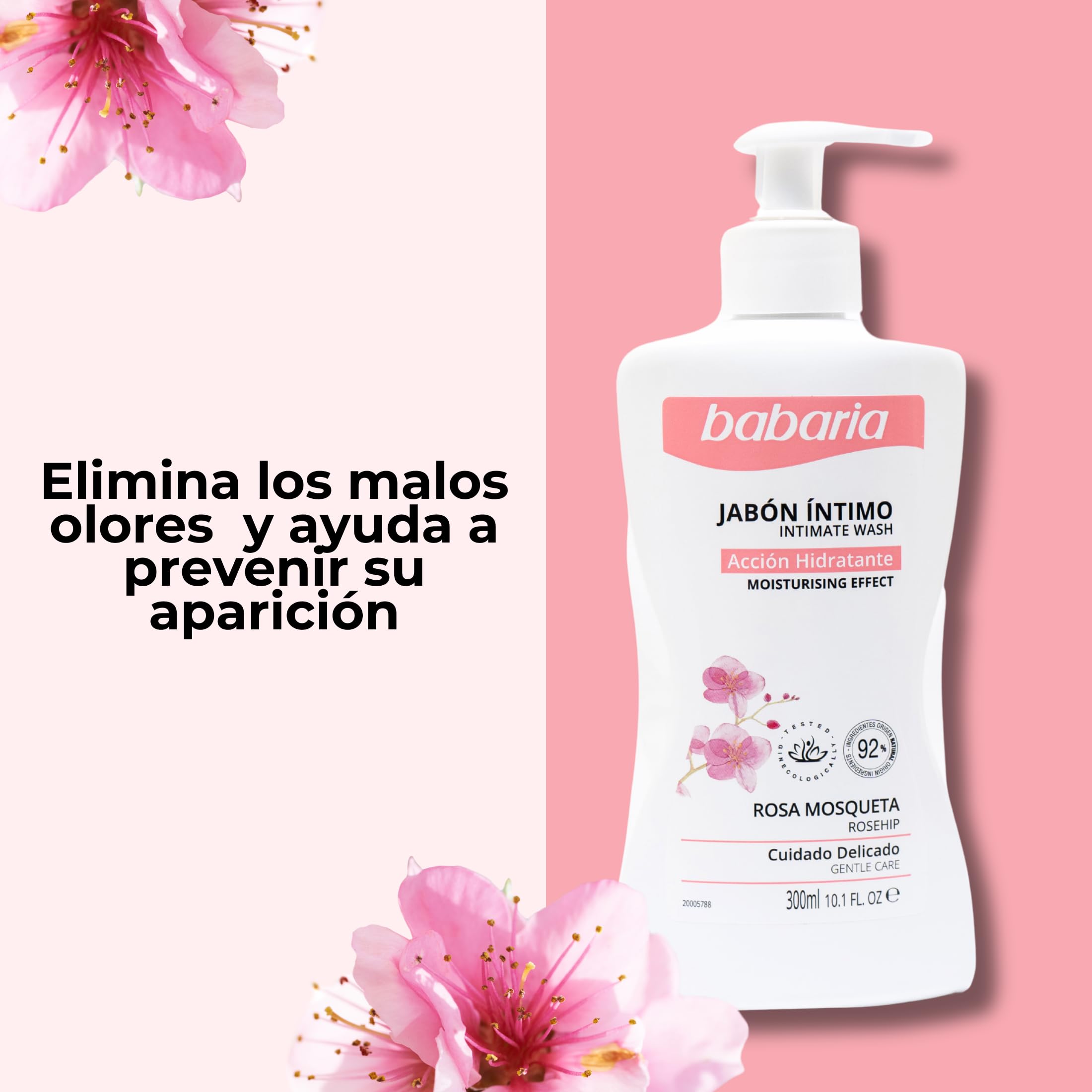 Babaria - Gel Intimo Rosa Mosqueta y Ácido Láctico | Jabon Intimo Mujer | Gel Intimo Acción Hidratante | Jabón Intimo Mujer | Respetuoso con PH Intimo — view 3