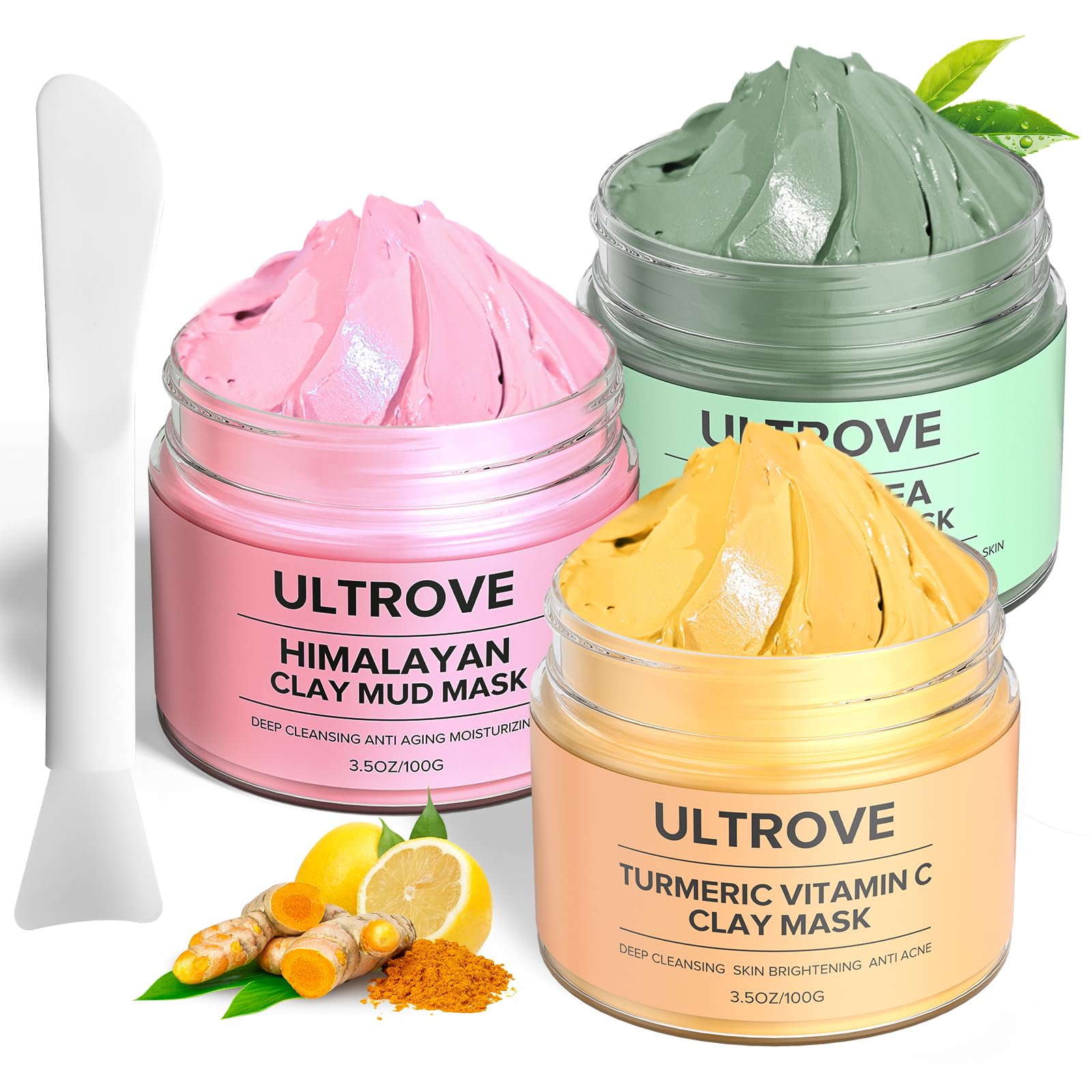 Ultrove 3-in-1 Clay Mask Set for Face, 33.33 g (Pack of 3)