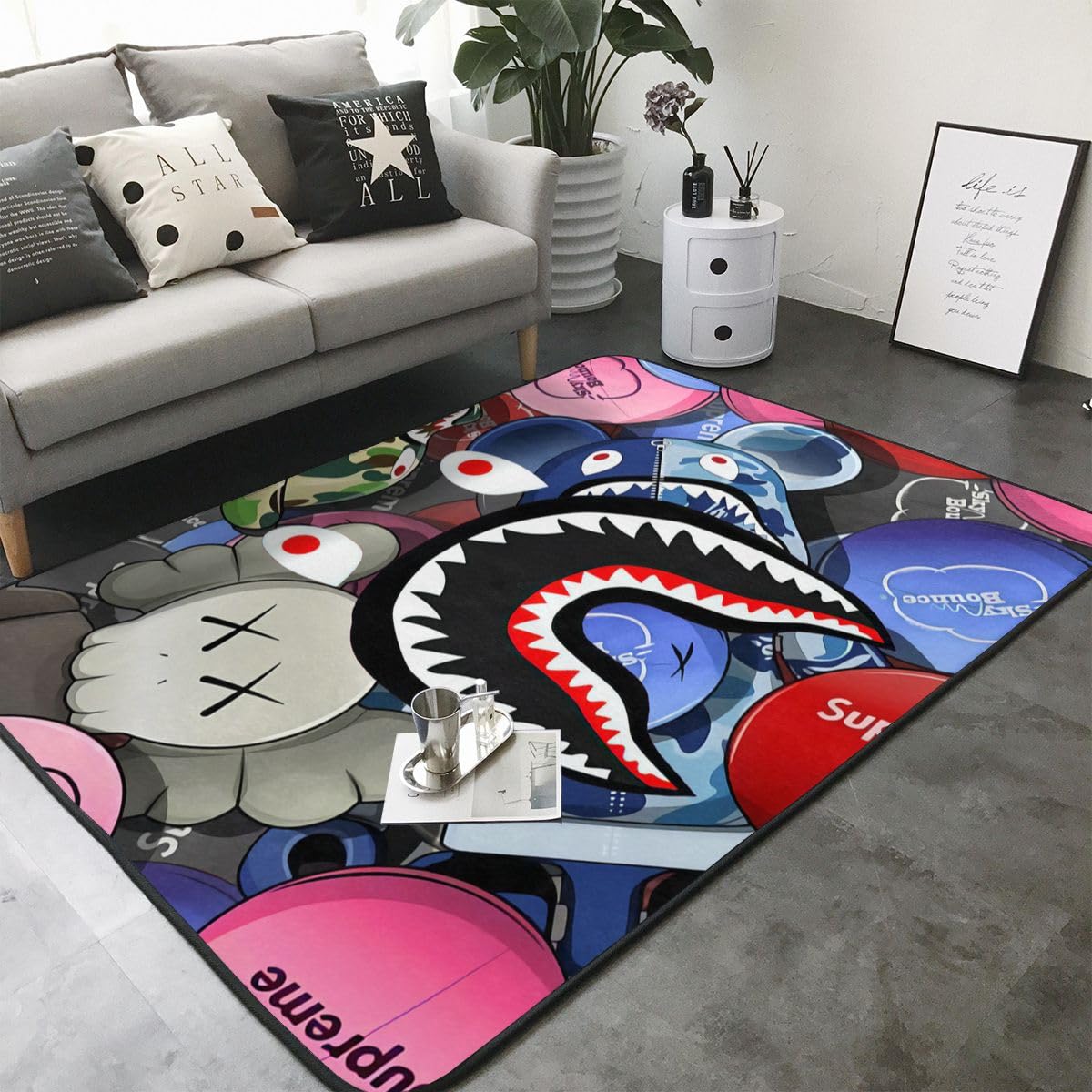 Amazon.com: Yangxilu Large Outdoor Rug Anime Camouflage Shark Bape 