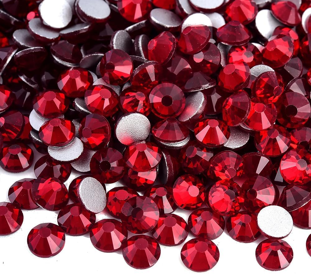 Glass Flatback Rhinestones Flat Gems for Crafts Dark Siam SS50 144pcs