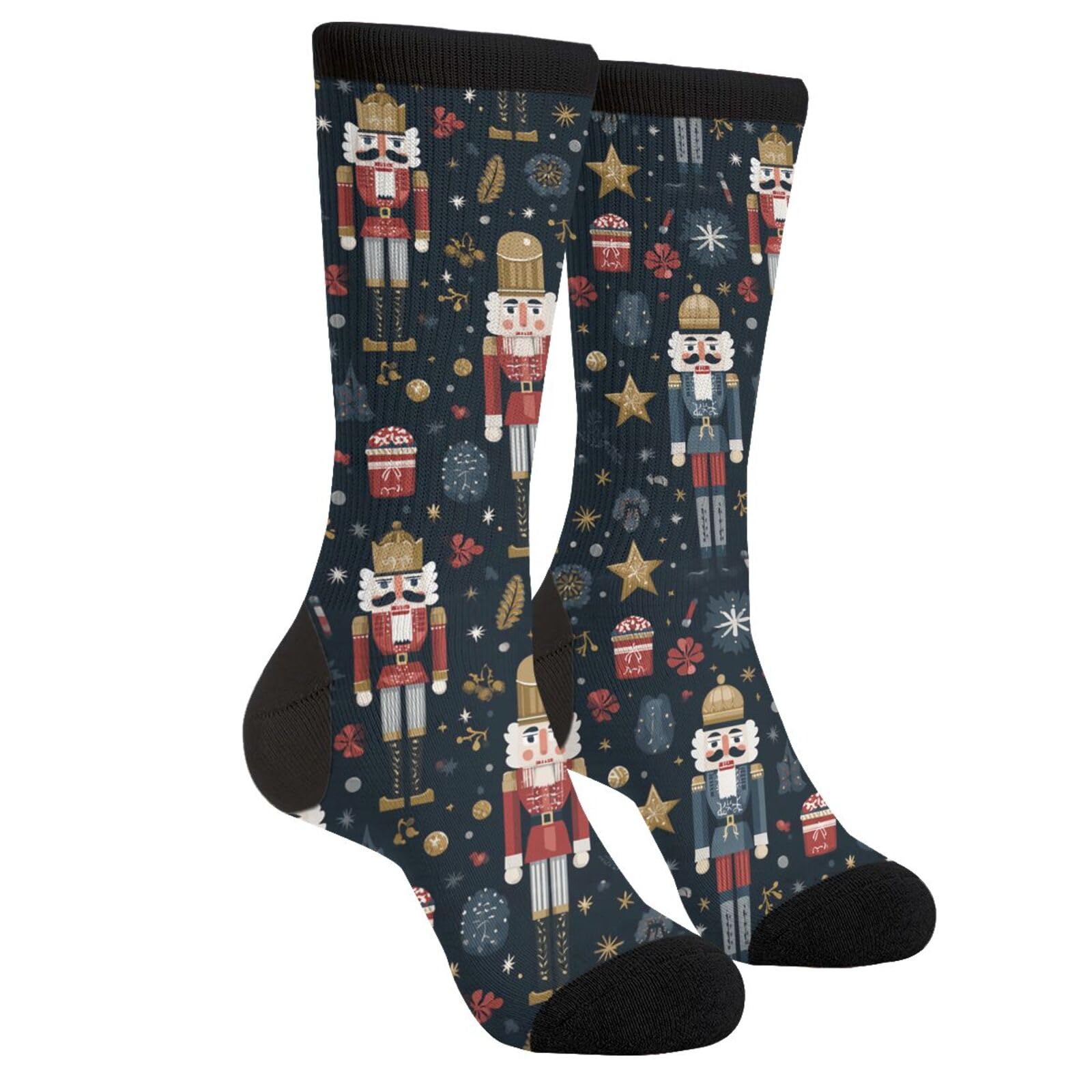 JXBFVUG Christmas Nutcracker Socks Funny Novelty Socks Casual Athletic Crazy Crew Socks For Women Men Gifts