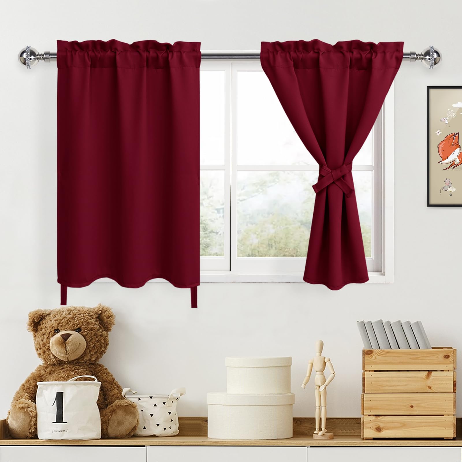 DWCN Christmas Curtains for Bedroom and Living Room, Blackout, Thermal Room Darkening Tier Curtains for Small Windows