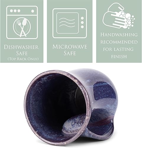 Miniatura 4 de Elanze Designs Reactive Glaze - Juego de 2 tazas de cerámica calentadoras de manos de 14 onzas, color morado medianoche