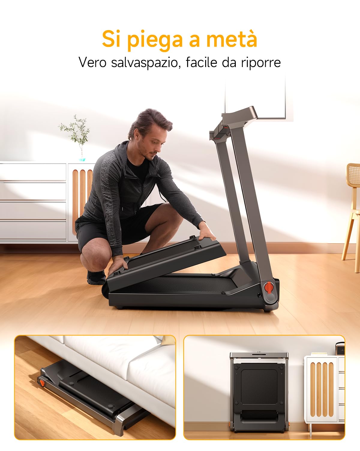 WalkingPad Tapis Roulant G1 Treadmill per Casa, Doppio Pieghevole, 1-12 km/h, App e Display LED HD, Tapis Roulant Elettrico Pieghevole Nessun Montaggio Richiesto