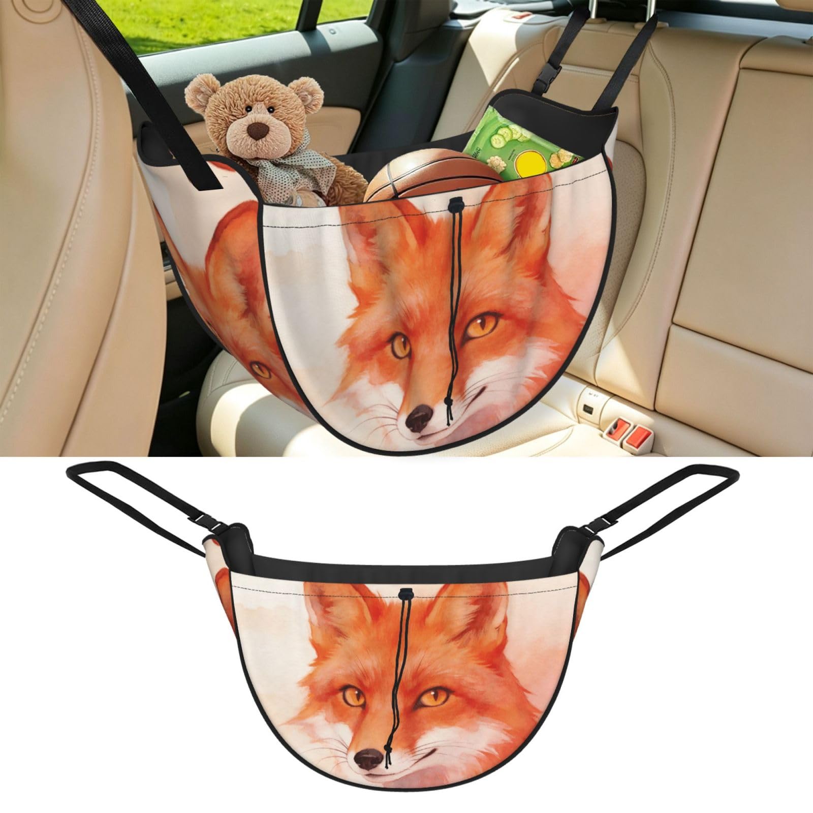 CNTDBU Fox Wash Art Car Seat Organizer-Backseat Storage Bag for Travel