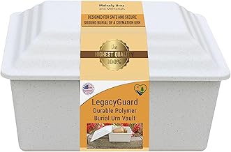 LegacyGuard Durable Polymer Burial Urn Vault - Vault for Ground Burial of One Cremation Urn - White Granite - Made in The U.S.A. - Mainely Urns