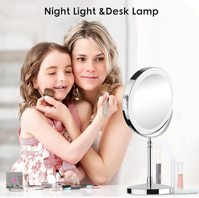 Espejo de Maquillaje DEIOVWXS, Doble Cara, 1X/10X, Luz LED, Recargable miniatura 7