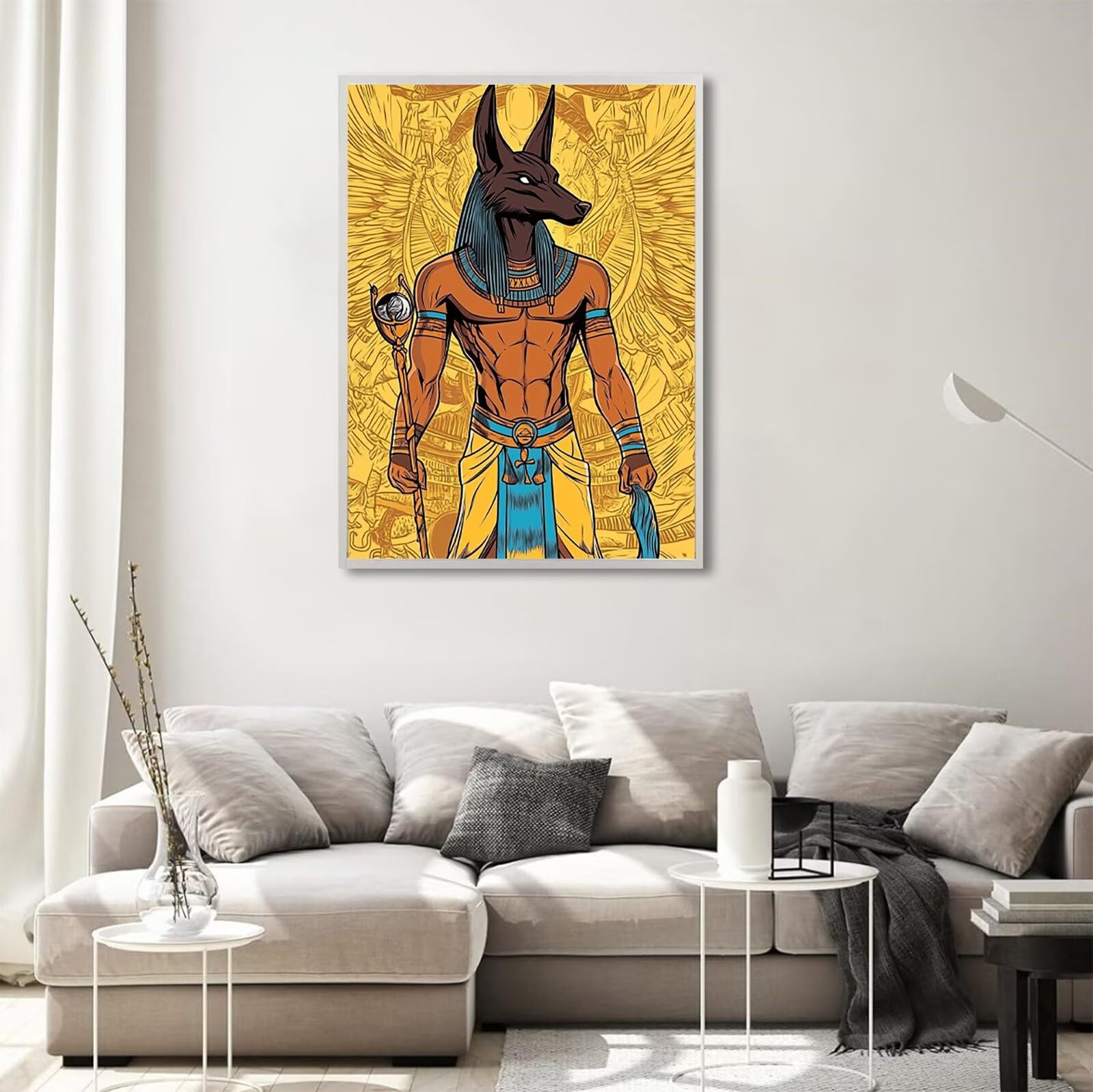 Diamond Painting Anubis, Hund Diamond Painting Erwachsene 5D Runder Full Drill Diamond-painting, DIY Bastelset Kreativ Set für Erwachsene, Crystal Art Home Wand Dekor, Geschenke 90x120cm, Model667