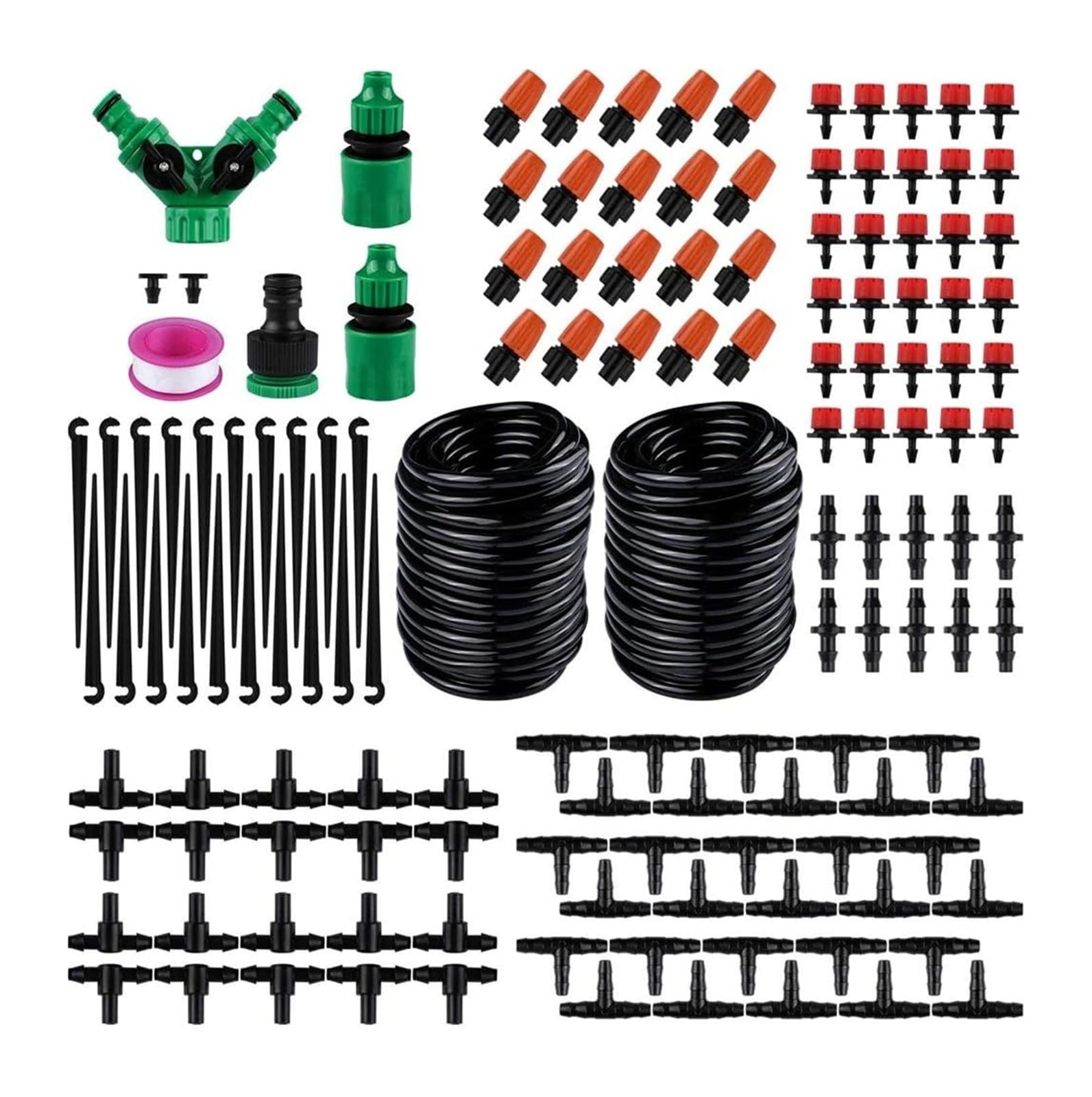 Kit di microirrigazione a goccia in plastica | Kit di irrigazione automatica a microgoccia da 149 pezzi, irrigazione da giardino, tubi da 30 m