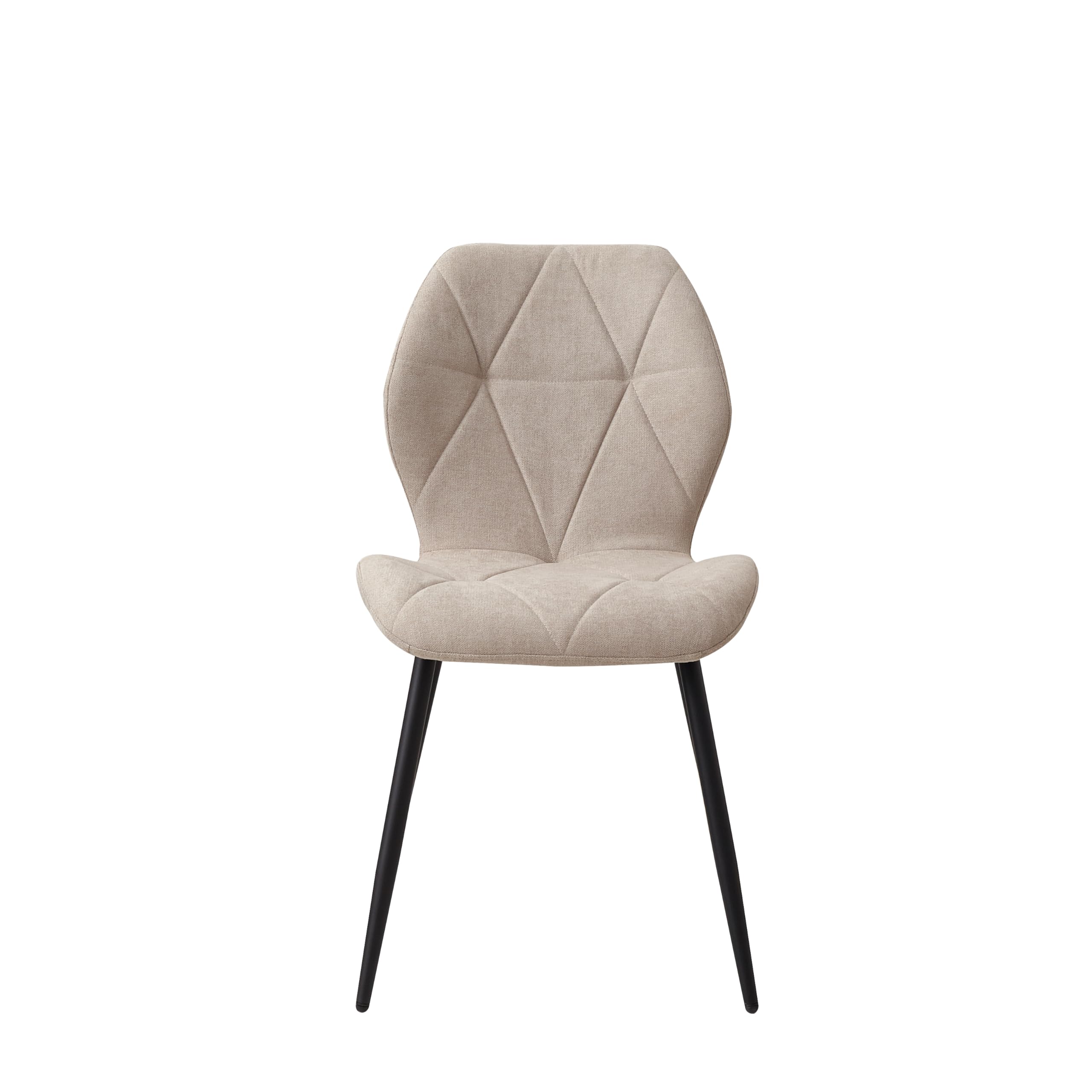 GrandCA HOME Lot de 4 Chaises de Salle à Manger, Chaises de Cuisine Nordiques, Chaises Rembourrées avec Pieds en Métal, Coussins en Tissu Losange, Beige-R