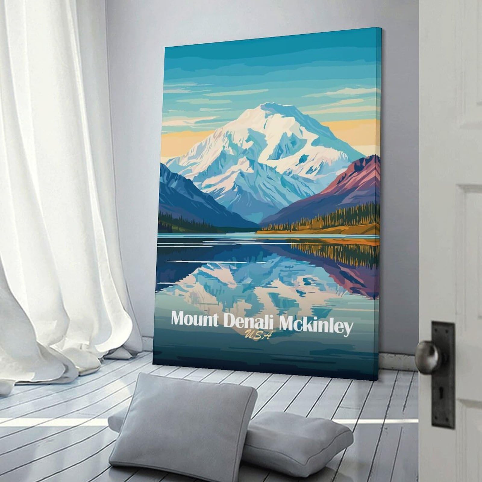 Junmoney Mount Denali McKinley Home Decor Wall Art 24x36inch(60x90cm), for Restful Interiors, Bedrooms Or Small Rooms, Decorative Wall Art for Cosy Rooms