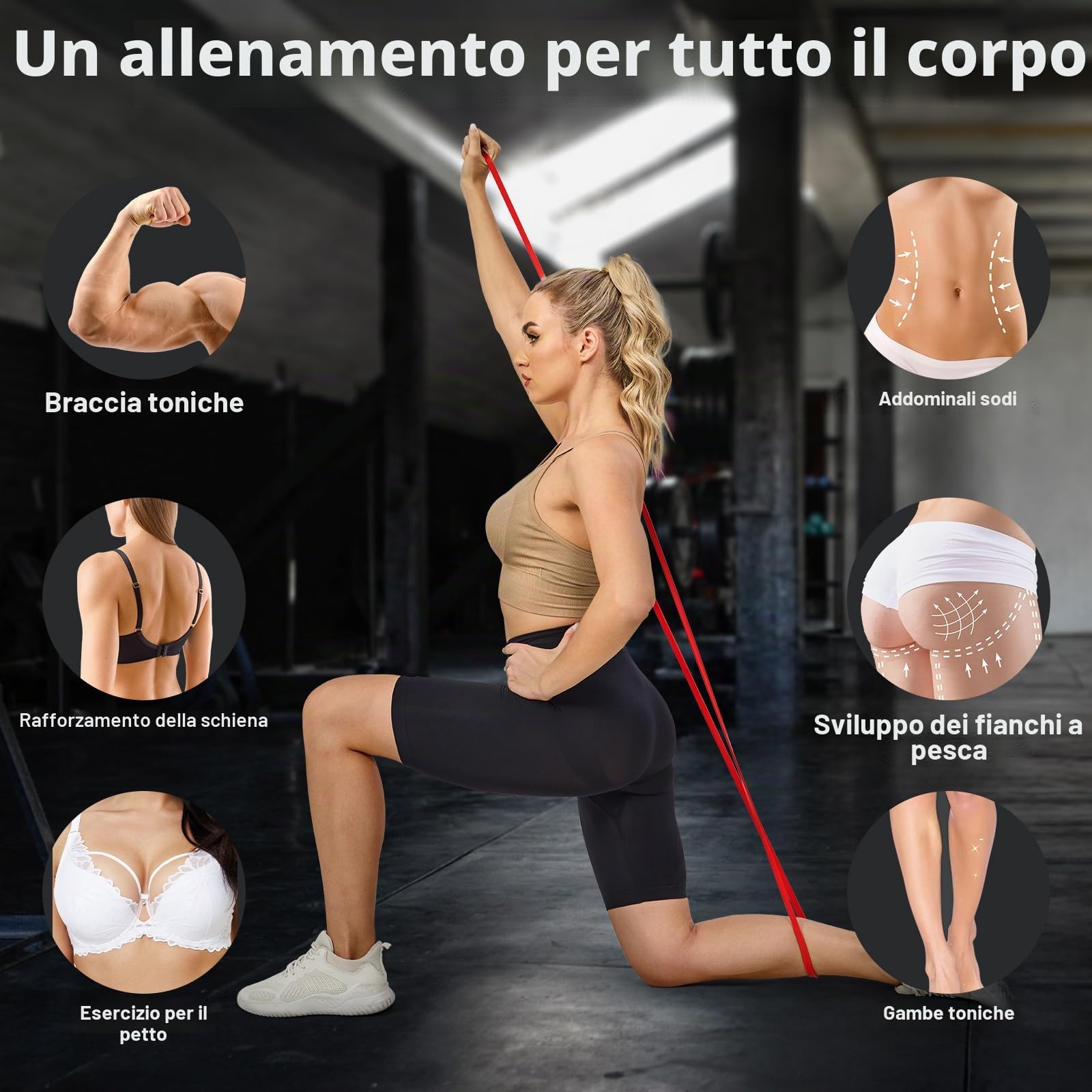 Elastico Fitness per Trazioni, Bande Elastici Fitness con Borsa, Bande di Allenamento in Palestra per L'uomo, per L'allenamento Muscolare e per Modellare il Corpo