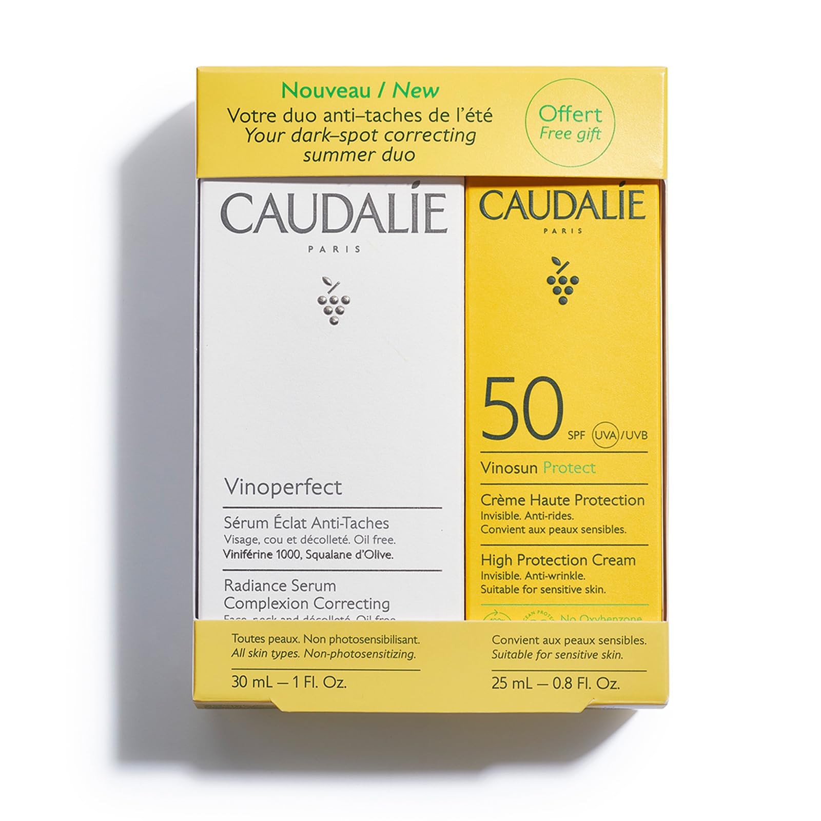 Caudalie- Siero Vinoperfect 30 ml+ Crema ad alta protezione 25 ml Omaggio