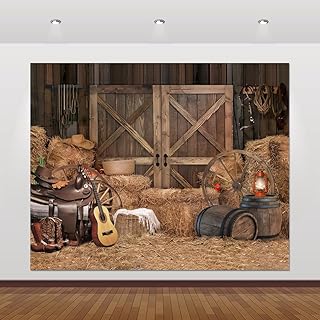 ChloropLastid 10x8ft Western Cowboy Backdrop for Photoshoot Wild West Farm Barn Door Vintage Saloon Rustic Warehouse Barnyard Photography Background Children Birthday Party Banner Photo Booth