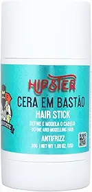 Barba Forte Cera em Bastão Hipster, Modelador de Cabelo Antifrizz, Pasta Fixação Forte, 30g
