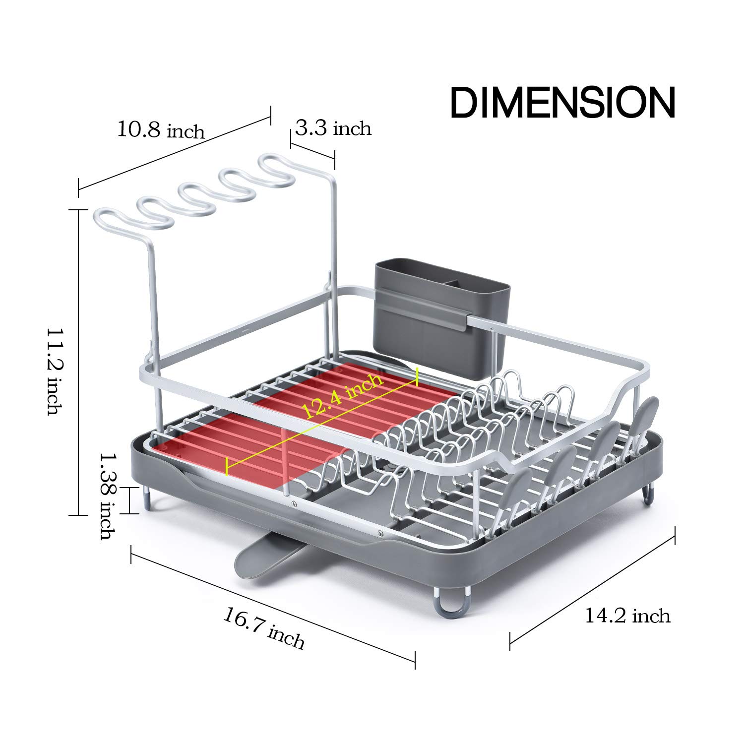 KINGRACK Aluminum Dish Rack, Dish Drying Rack with AntiRust Frame