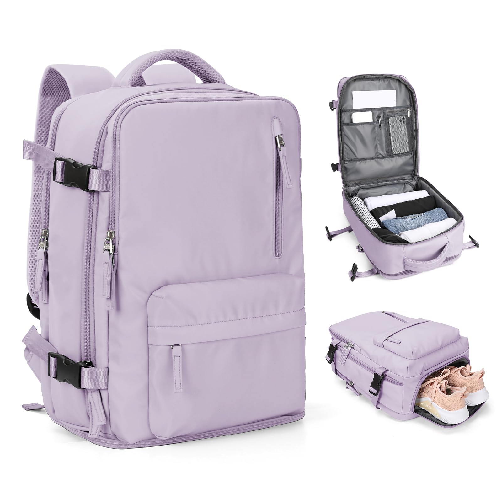 Cabin Bags for Travel, Underseat Carry on Hand Luggage Backpack for Women Airplane Approved Travel Backpack Personal Item Travel Bag 14 inch Laptop Backpack for Business Casual Work Beige — view 55