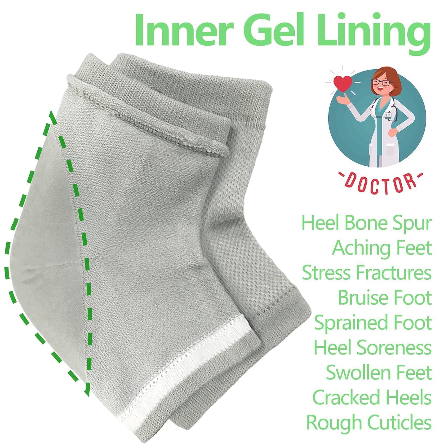 EXIFYLL Heel Pain Relief Silicone Gel Pad Heel Protector Socks with Spa Botanical for Men and Women Soft Cotton Heel Socks, Dry Cracked Skin Free Size ,Heel Pain Relief Silicone Gel Pad Heel Protector Socks with Spa Botanical for Men and Women Cotton Socks