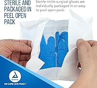 Vista 4 de Dynarex - Guantes desechables estériles de nitrilo para examen, sin polvo, empaquetados de forma estéril en pares, palmas texturizadas, azul