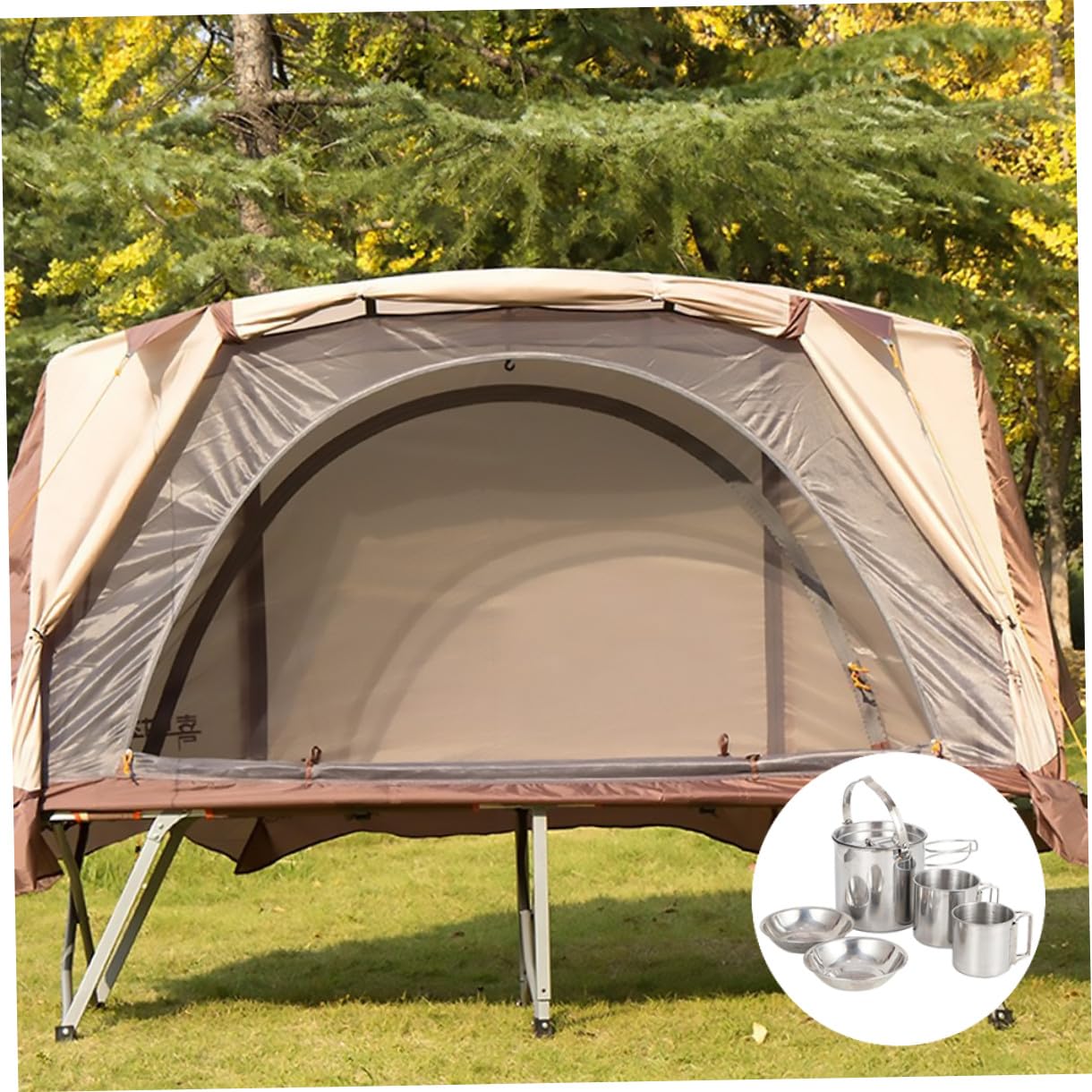 SUPVOX 2 Set Di Pentole Da Campeggio Leggere Per Esterni Bollitore Ciotola Tazza Posate Per Escursionismo Pesca E Picnic