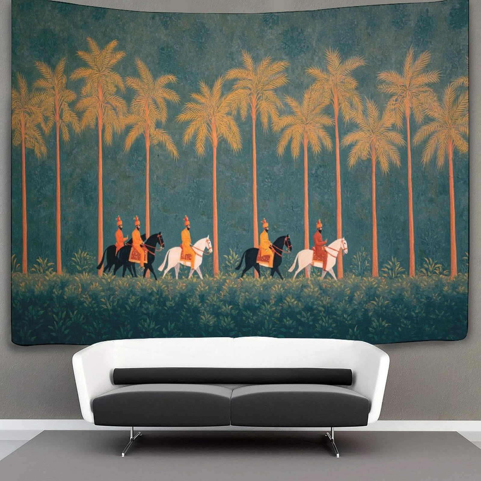 kaiyun Indian Rajput Art Murals, Tropical Colors Tapestry Bedroom Aesthetic - Indie Wall Room Decor Wall Hanging,Wall Art 100cmx150cm