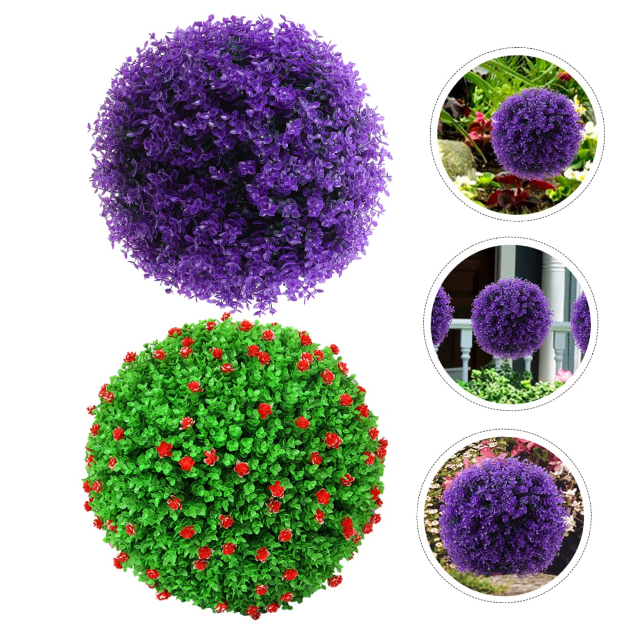 Ciieeo 2pezzi Palline Decorative Artificiali Per Topiaria Da Piante Sospese Eucalipto Con Fiori Rossi Decorazioni Per Interni Ed Esterni ø